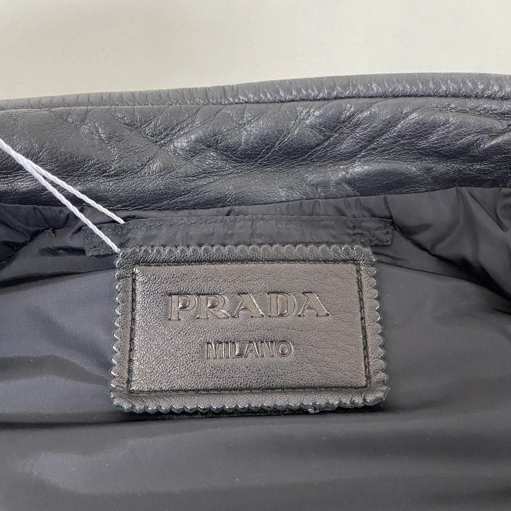 Prada Prada Black Leather Paneled Jacket Size 52 Size US L / EU 52-54 / 3 - 6 Thumbnail