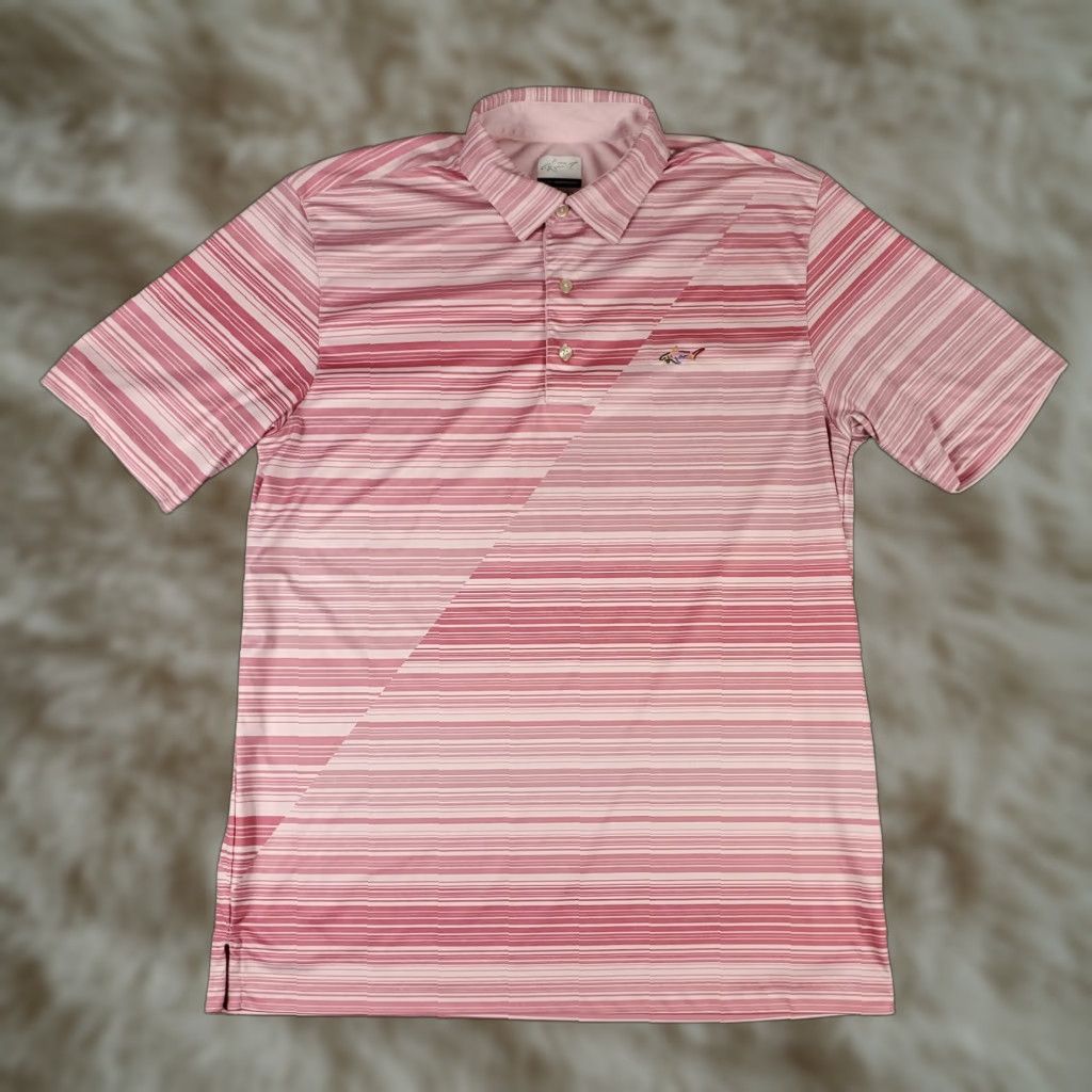 Vintage Greg Norman Polo Shirt Mens Medium Pink Striped Shark Casual Golf Short Sleeve Size US M / EU 48-50 / 2 - 1 Thumbnail