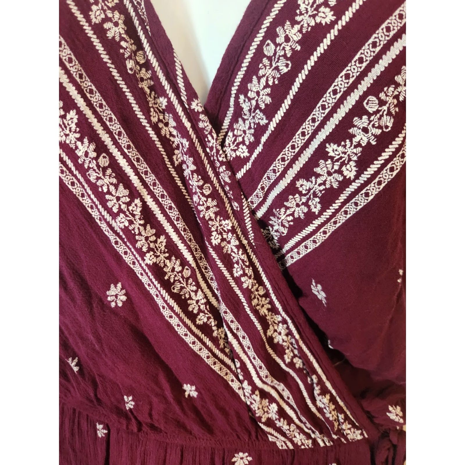 Vintage Xhilaration Maxi Dress Floral Red V-Neck Short Sleeve Boho Hippie XL Women Size XL / US 12-14 / IT 48-50 - 2 Thumbnail