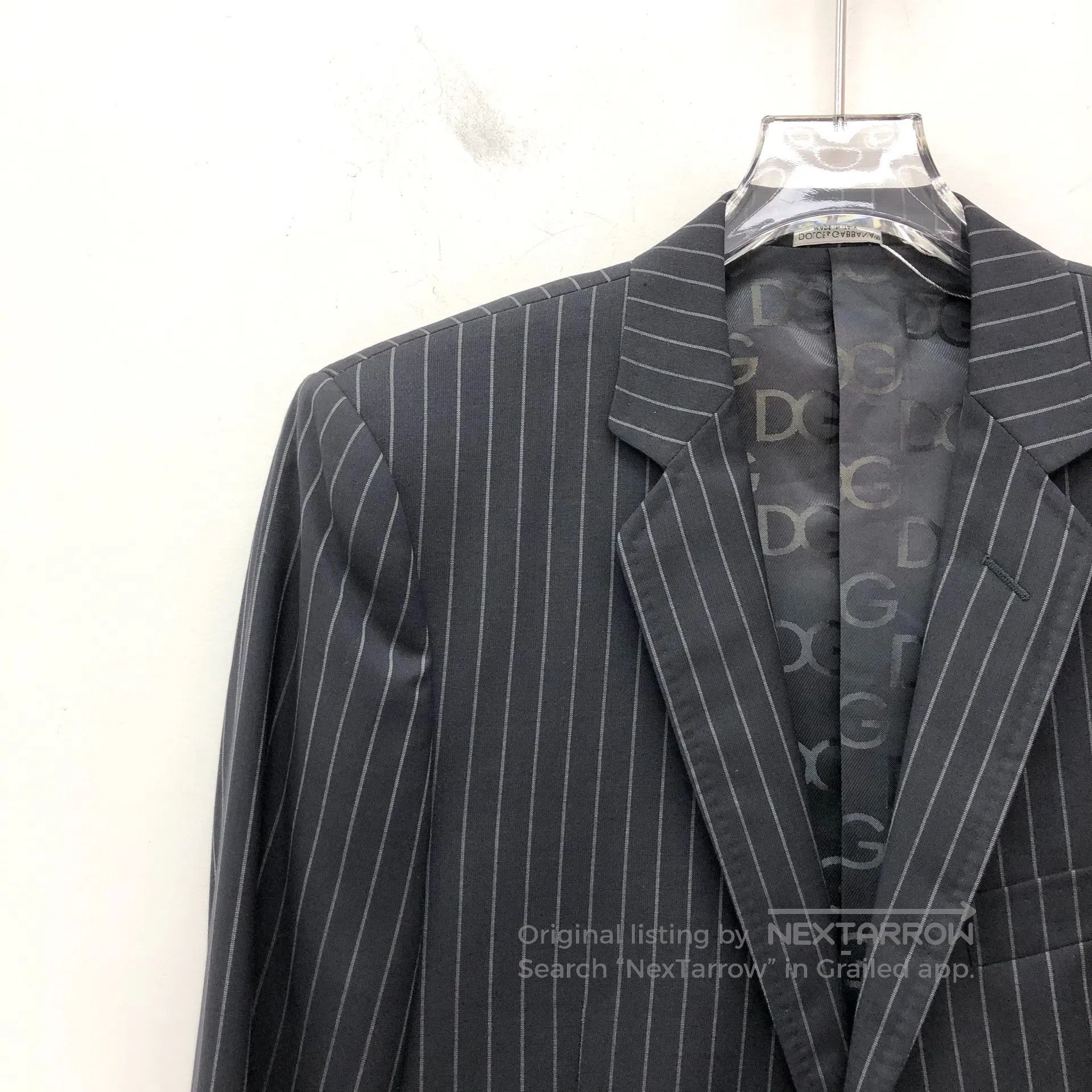 Dolce & Gabbana Dolce Gabbana Black Vertical Stripe Wool Reversible Collar Size US M / EU 48-50 / 2 - 3 Thumbnail