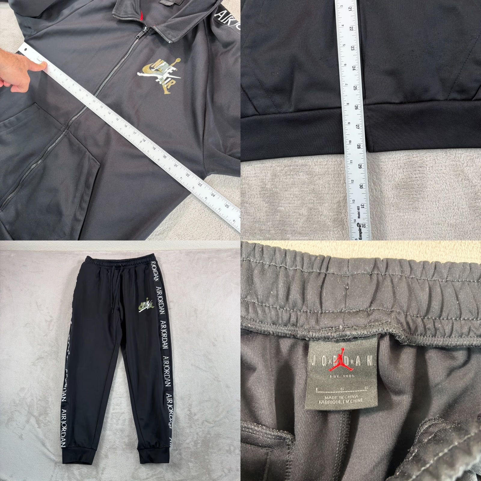 Jordan Brand Nike Jordan Jumpman Logo Classics Tricot Warm-Up Jacket & Jogger Pants Set Men Large Black Size US 33 - 8 Thumbnail