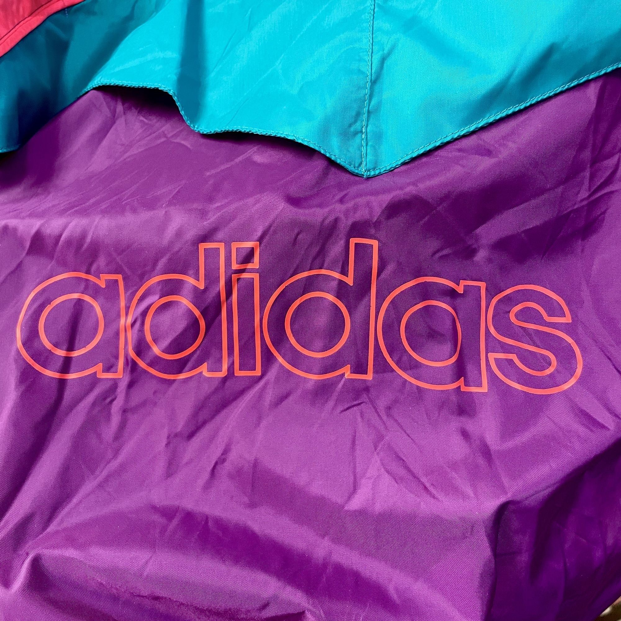 Adidas Vtg Adidas Purple Colorblock SPELLOUT Track NEON Jacket Size US L / EU 52-54 / 3 - 4 Thumbnail