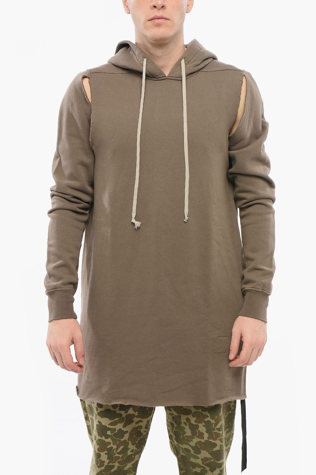 Rick Owens og1mm1025 Cut-outs and Raw-cut Hem Hoodie in Brown Size US S / EU 44-46 / 1 - 5 Thumbnail