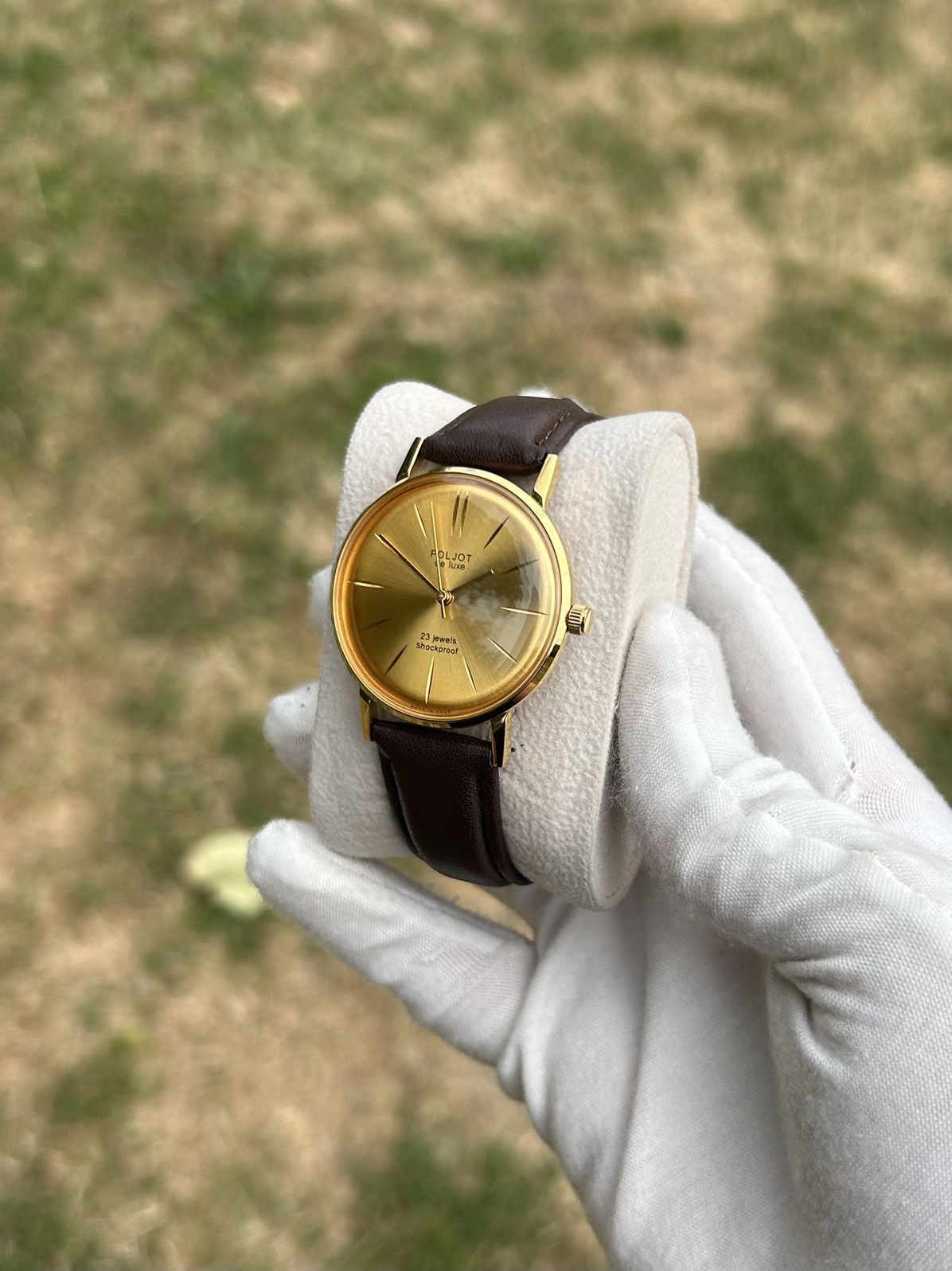 Vintage Vintage Watch Poljot De Luxe Gold USSR Mechanical 1980s Size ONE SIZE - 6 Thumbnail