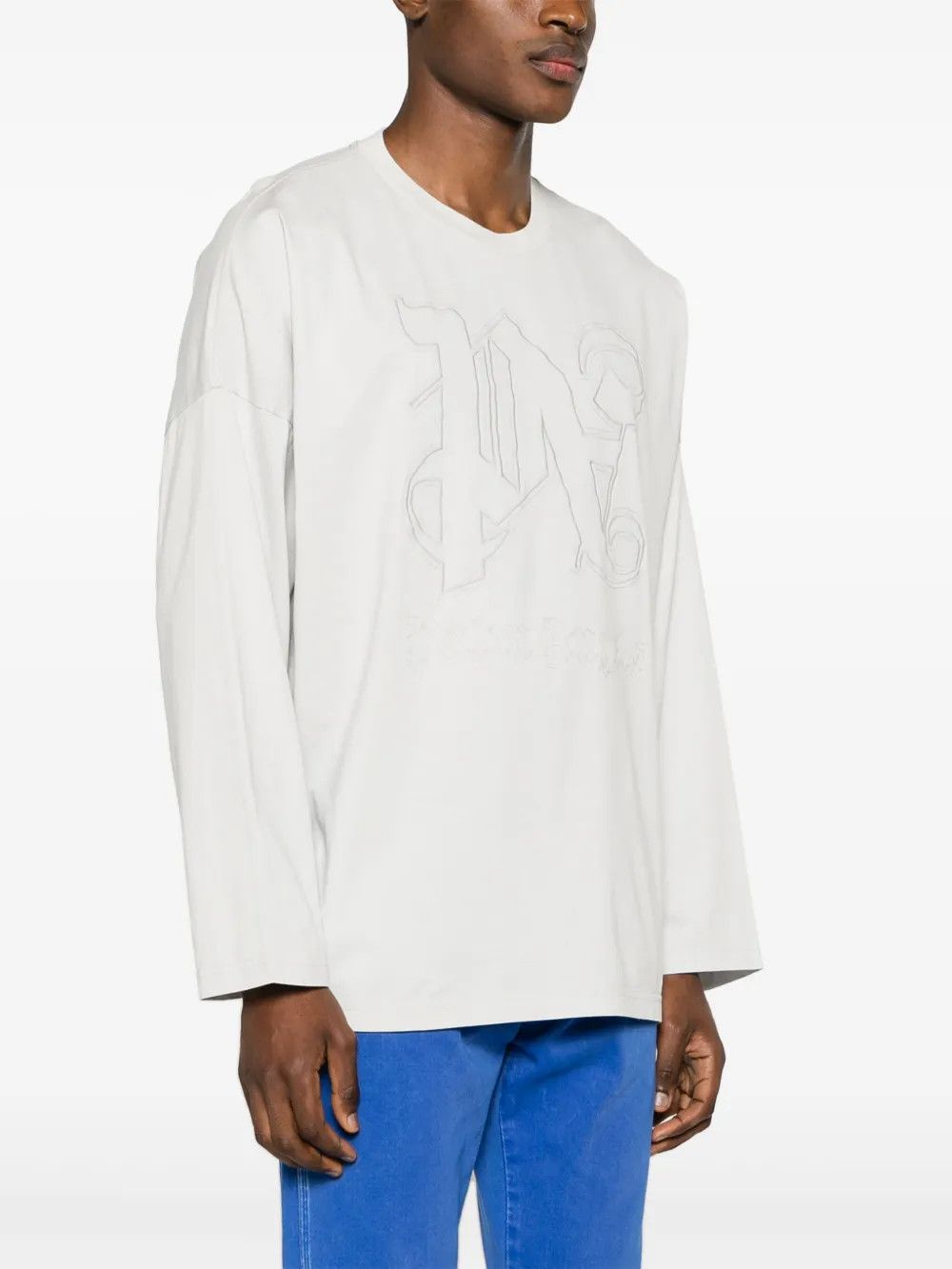 Palm Angels o1y0325 Logo Crewneck T-Shirt in Light Grey Size US XL / EU 56 / 4 - 3 Thumbnail