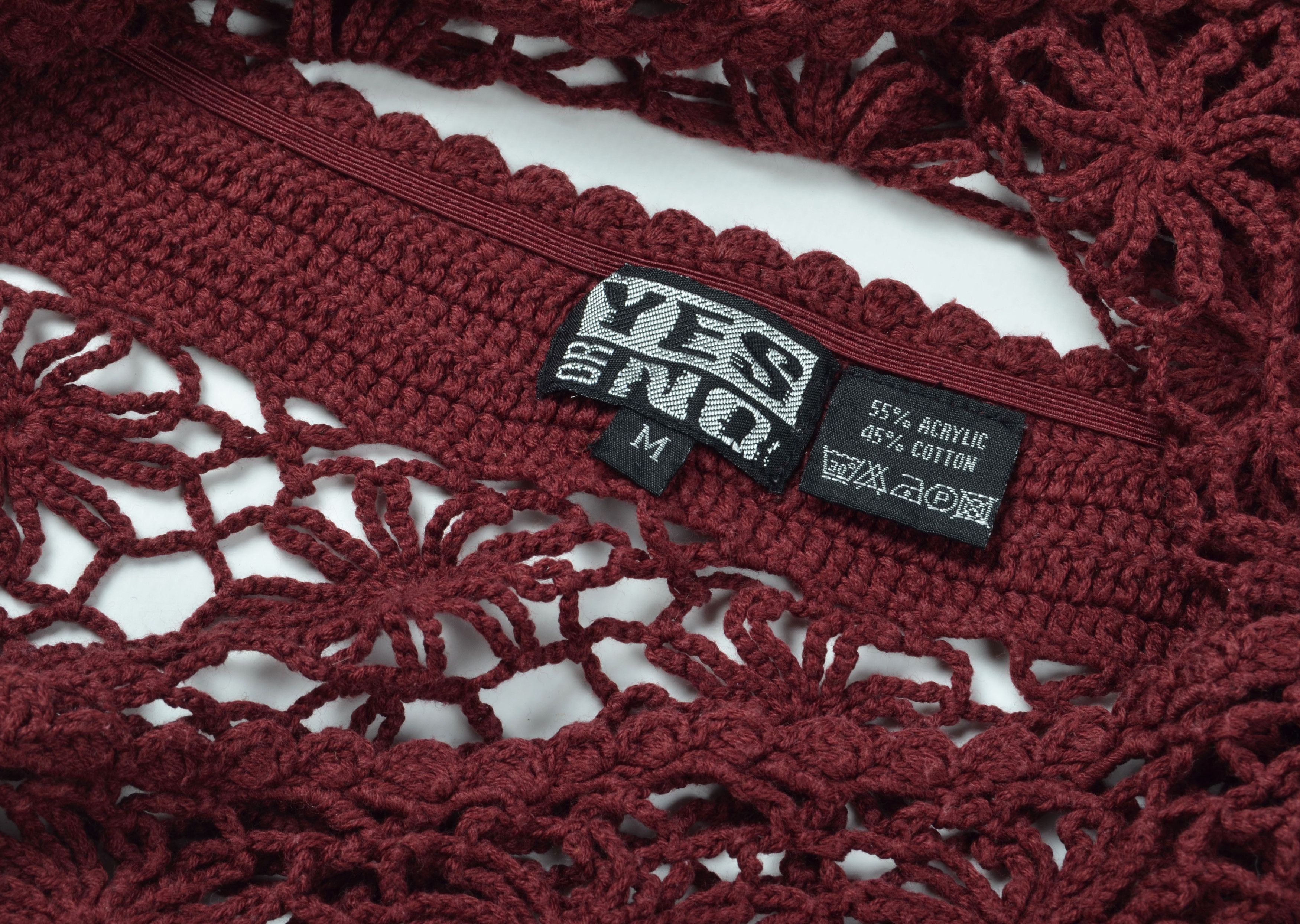 Designer Vintage Yes or No Y2K Crochet Knit Fairy Boho Halter Top Size M / US 6-8 / IT 42-44 - 6 Thumbnail