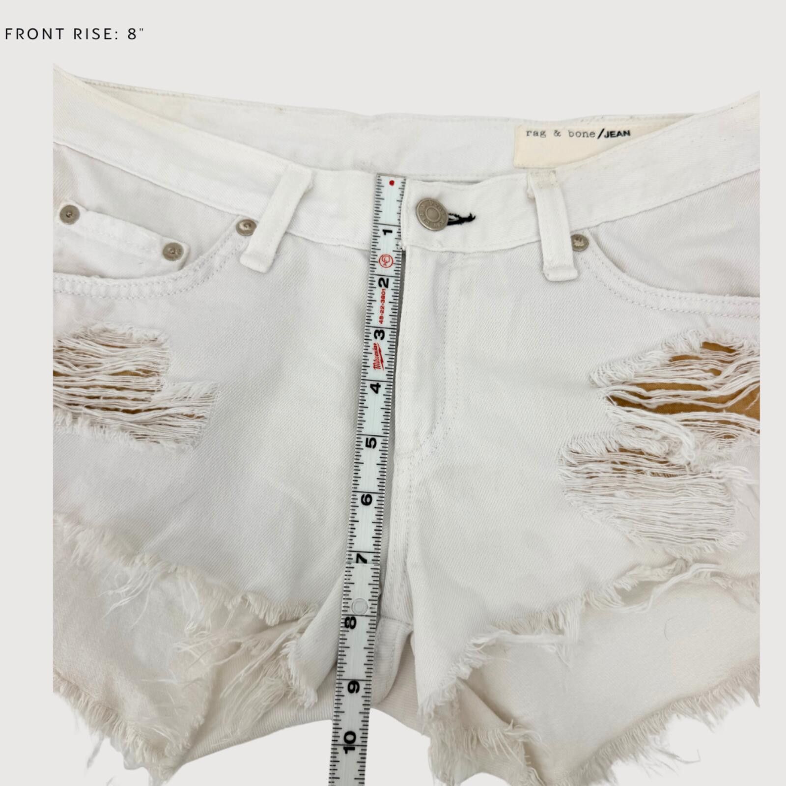 Rag & Bone Rag & Bone Marin Distressed Denim Shorts White 25 Size 25" / US 0 / IT 36 - 7 Thumbnail