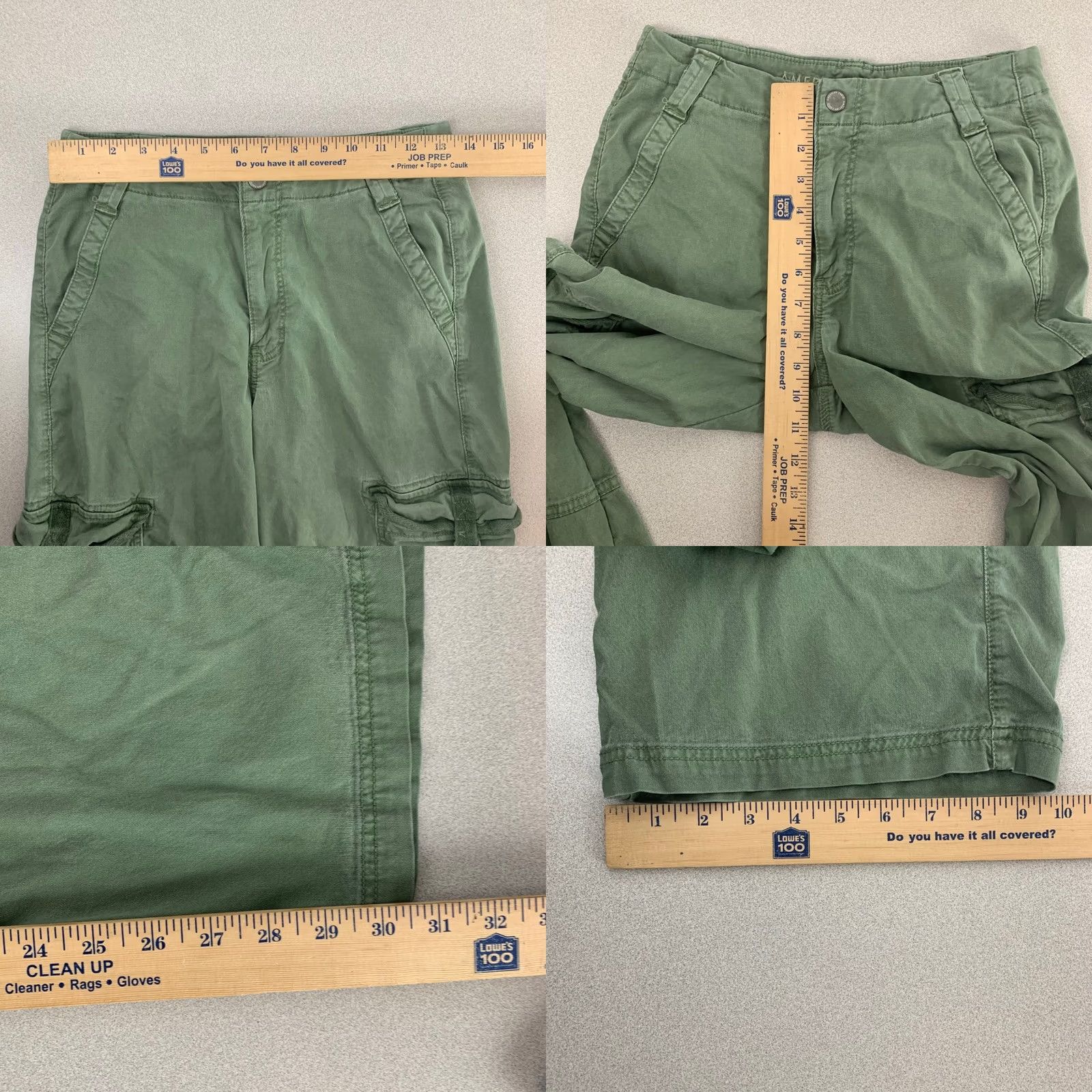Vintage American Eagle Cargo Pants Womens 2 Olive Green Wide Leg Stretch Utility Size 26" / US 2 / IT 38 - 8 Thumbnail