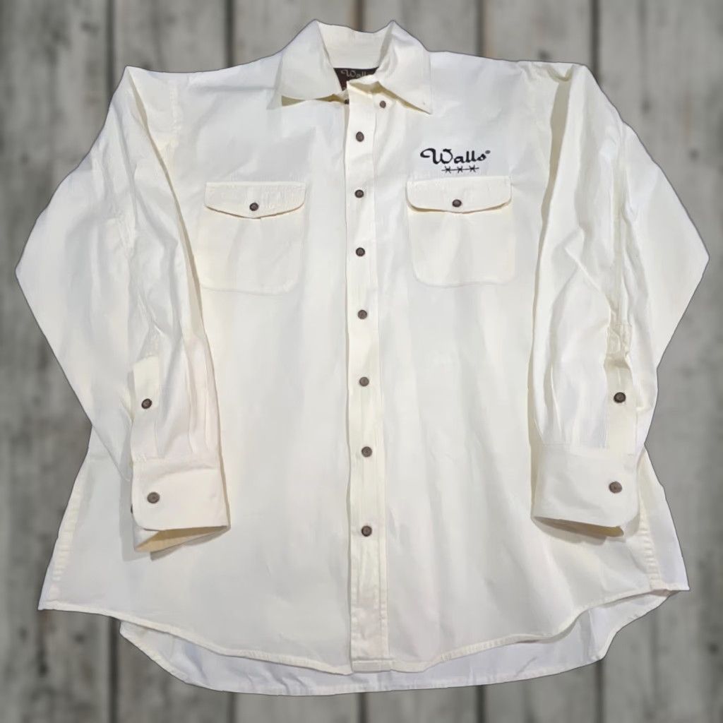 Walls VINTAGE Walls Ranch Wear Shirt Mens LT Button-Down Long Sleeve Pale Yellow Logo Western Size US L / EU 52-54 / 3 - 1 Thumbnail