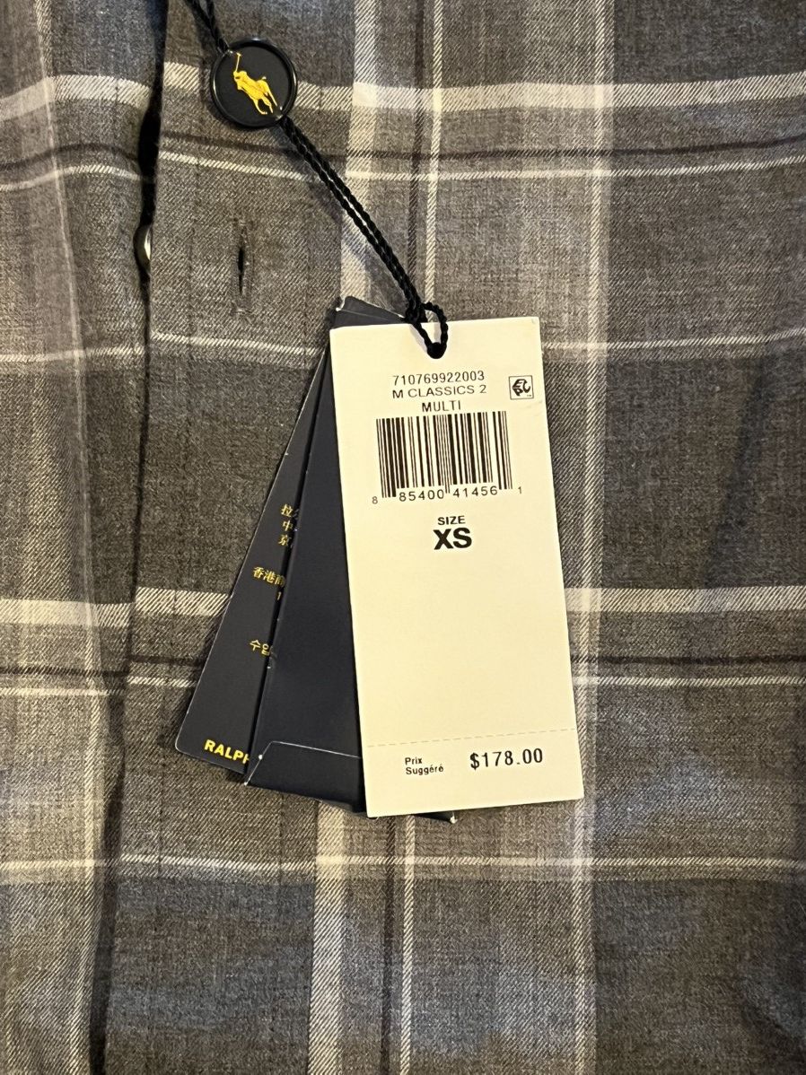 Polo Ralph Lauren NWT Grey Flannel Plaid Dress Shirt Size US XS / EU 42 / 0 - 4 Thumbnail