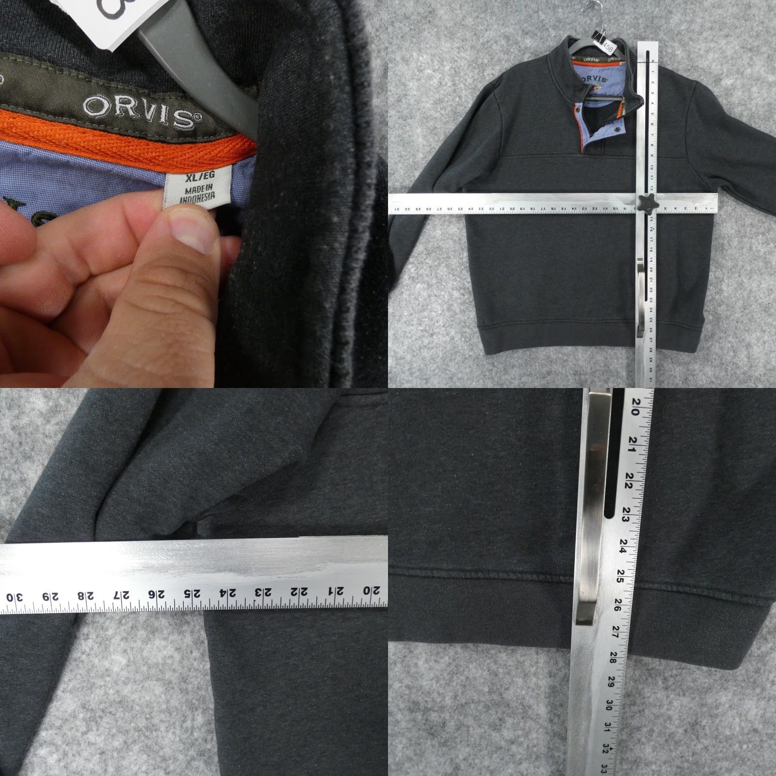 Orvis Orvis Sweater Mens XL Pullover Gray Fleece 1/4 Zip w Snap Over Size US XL / EU 56 / 4 - 9 Thumbnail