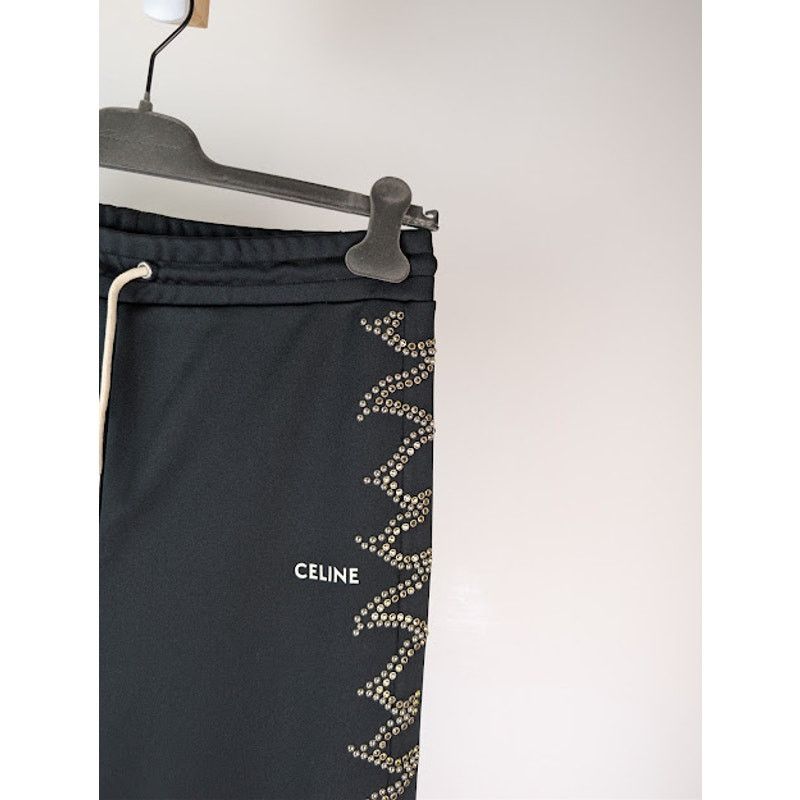 Celine o1rshd1 Logo-Print Studded Jersey Sweatpants in Black Size US 32 / EU 48 - 5 Thumbnail
