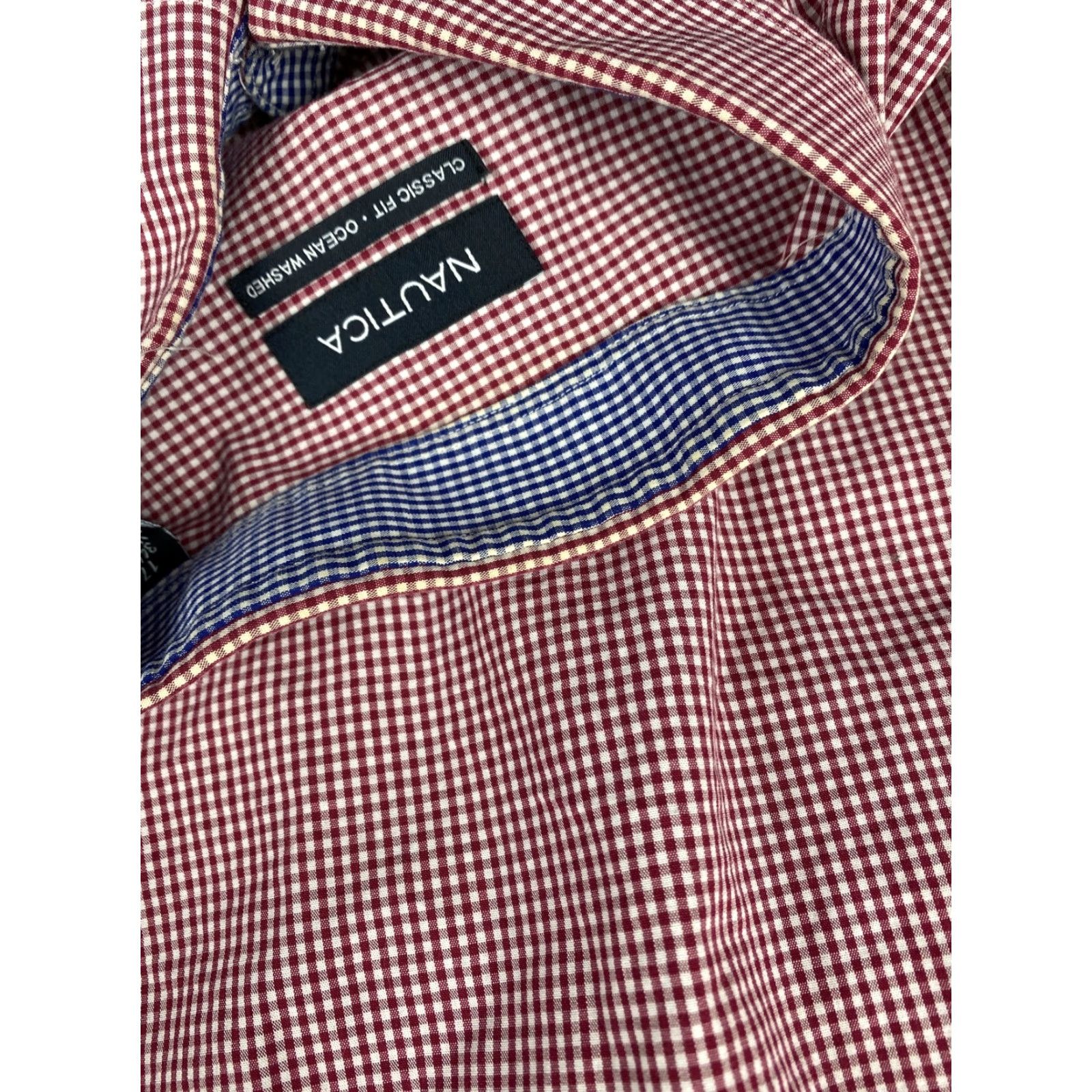 Nautica Nautica Dress Shirt Men Red Checkered 2XL 17 34/35 See Description Mens Red Checks Shirt Size 48R - 5 Thumbnail