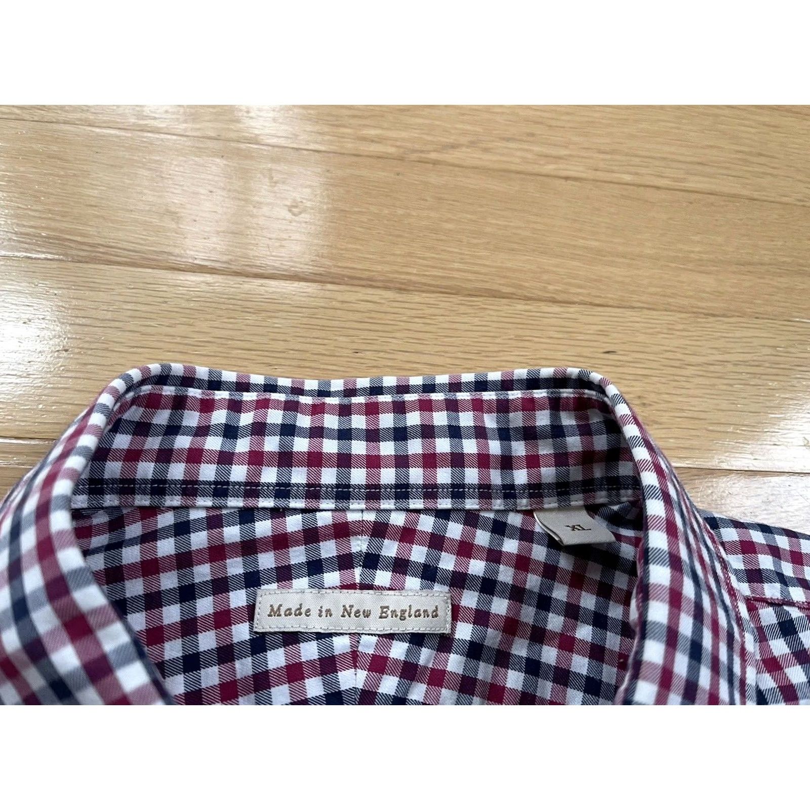 Vintage New England Shirt Co Gingham Check Button Up Shirt Men's XLarge XL Size 46R - 2 Thumbnail