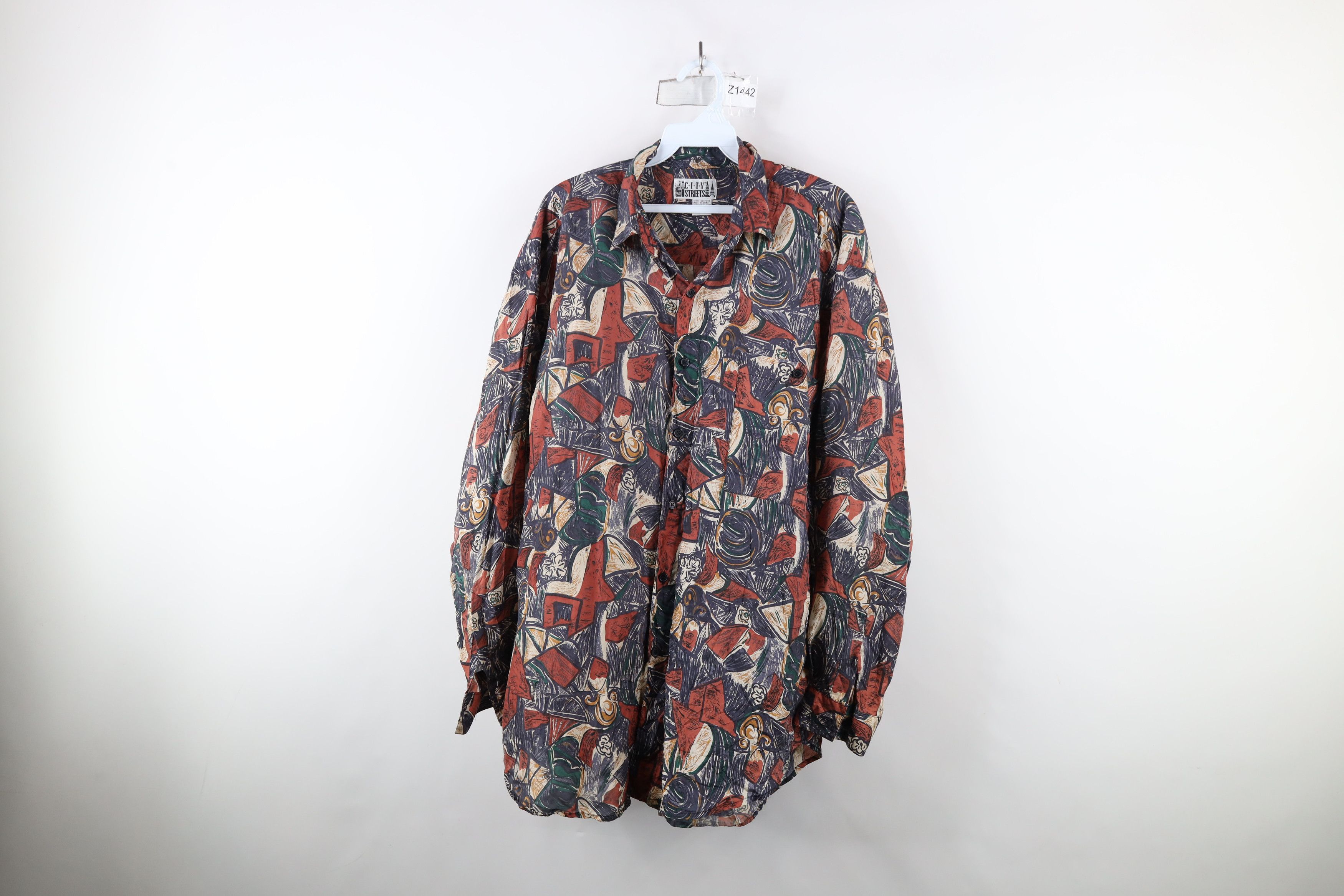 Vintage Vintage 90s Streetwear Silk Rainbow Abstract Button Shirt Size US M / EU 48-50 / 2 - 1 Thumbnail