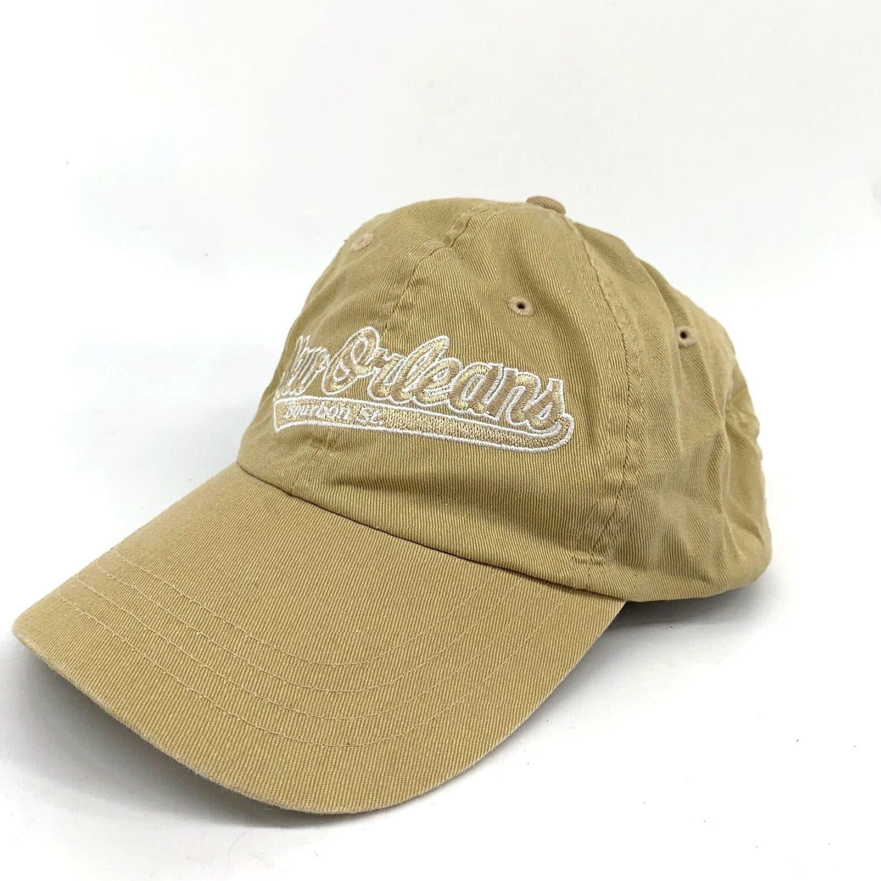 Vintage New Orleans Bourbon Street Baseball Cap Mens Tan Adjustable Strap Cotton Solid Sports All Season Cap Size ONE SIZE - 2 Thumbnail