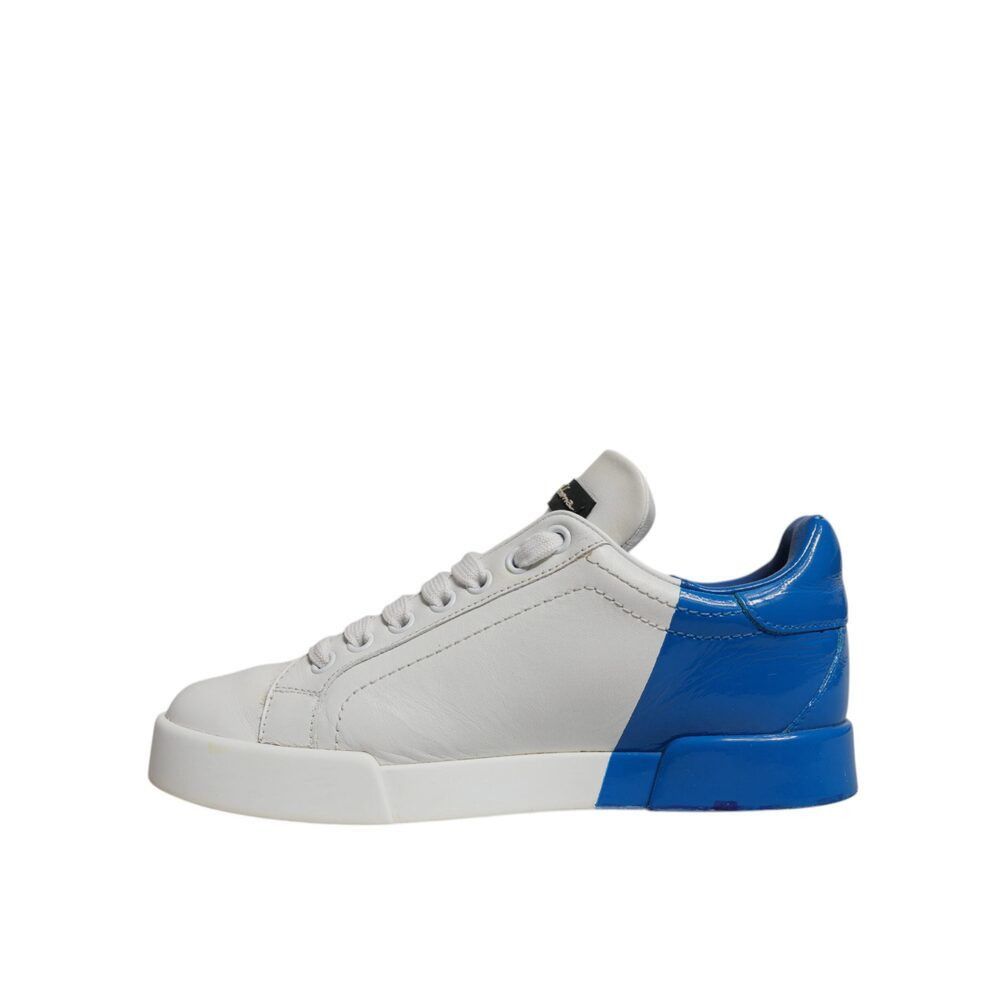 Dolce & Gabbana Dolce & Gabbana White Blue Logo Portofino Sneakers Shoes Size US 12 / IT 42 - 5 Thumbnail