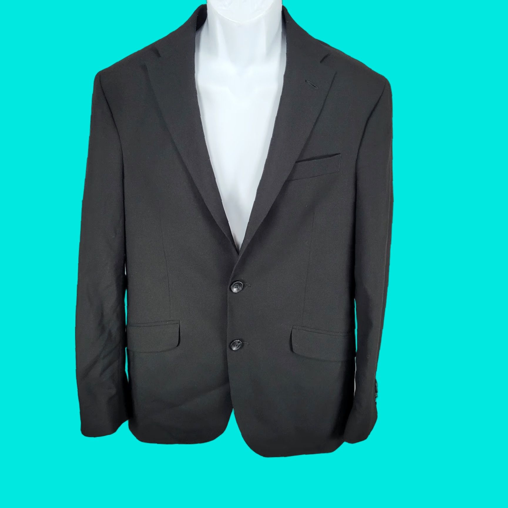 Kenneth Cole Kenneth Cole Reaction Black Stretch 2 Button Vented Blazer Jacket Mens 38R Size 38R - 1 Thumbnail