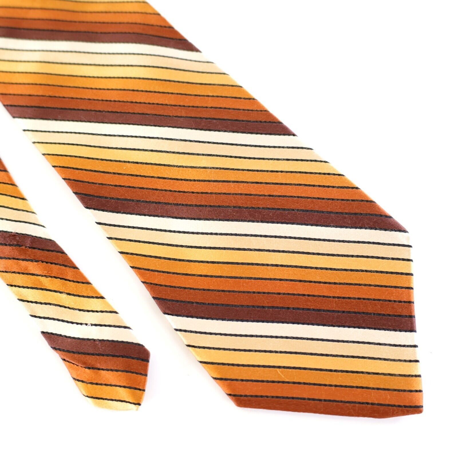 Arrow Arrow Tan Orange Striped Woven Wide Silk Tie Size ONE SIZE - 1 Thumbnail