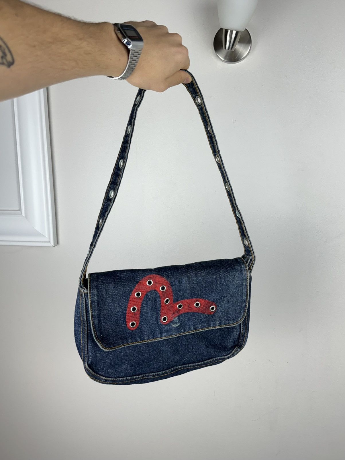 Evisu × Japanese Brand Denim shoulder bag Evisu y2k original casual luxury item Size ONE SIZE - 2 Thumbnail