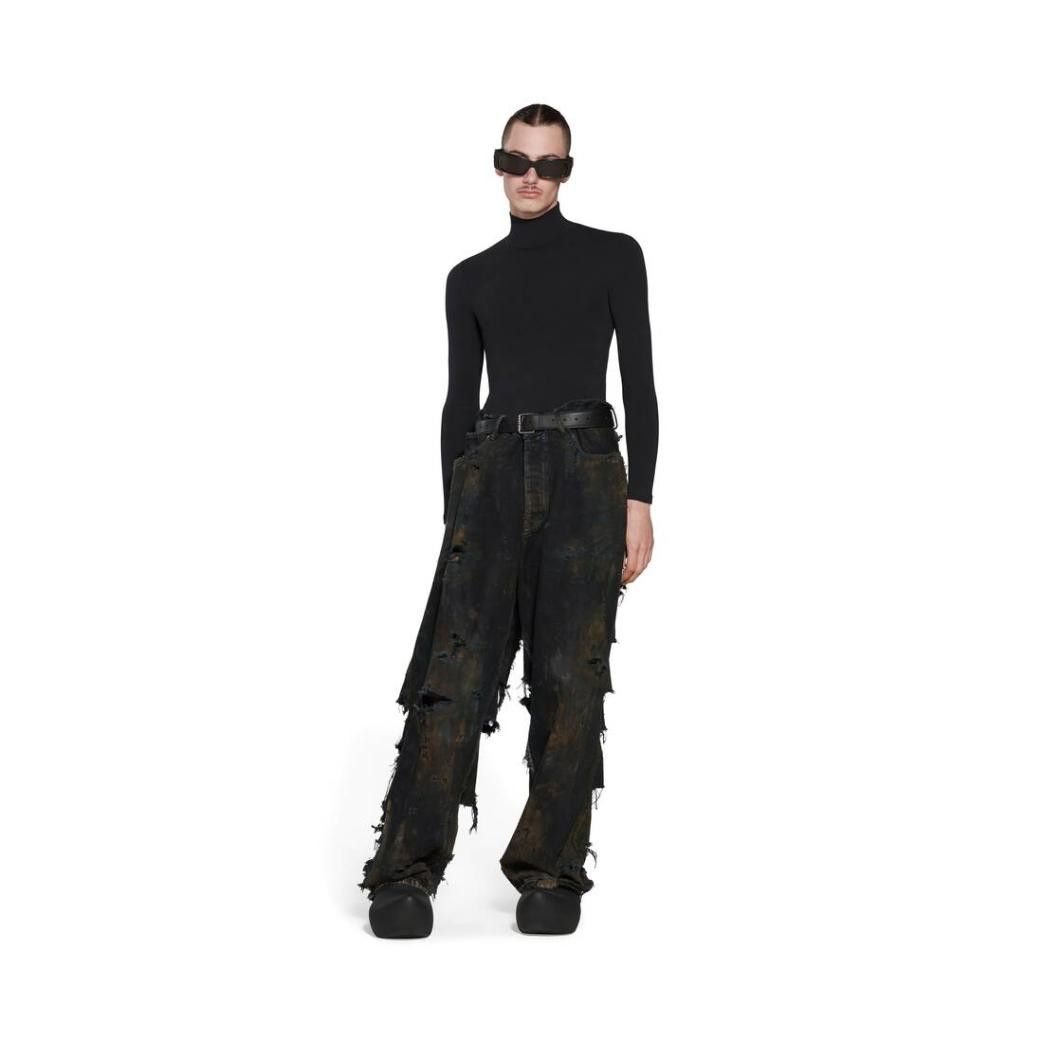 Balenciaga o1loc1c1124 745248 Super Destroyed Baggy Pant in Black Size US 32 / EU 48 - 3 Thumbnail