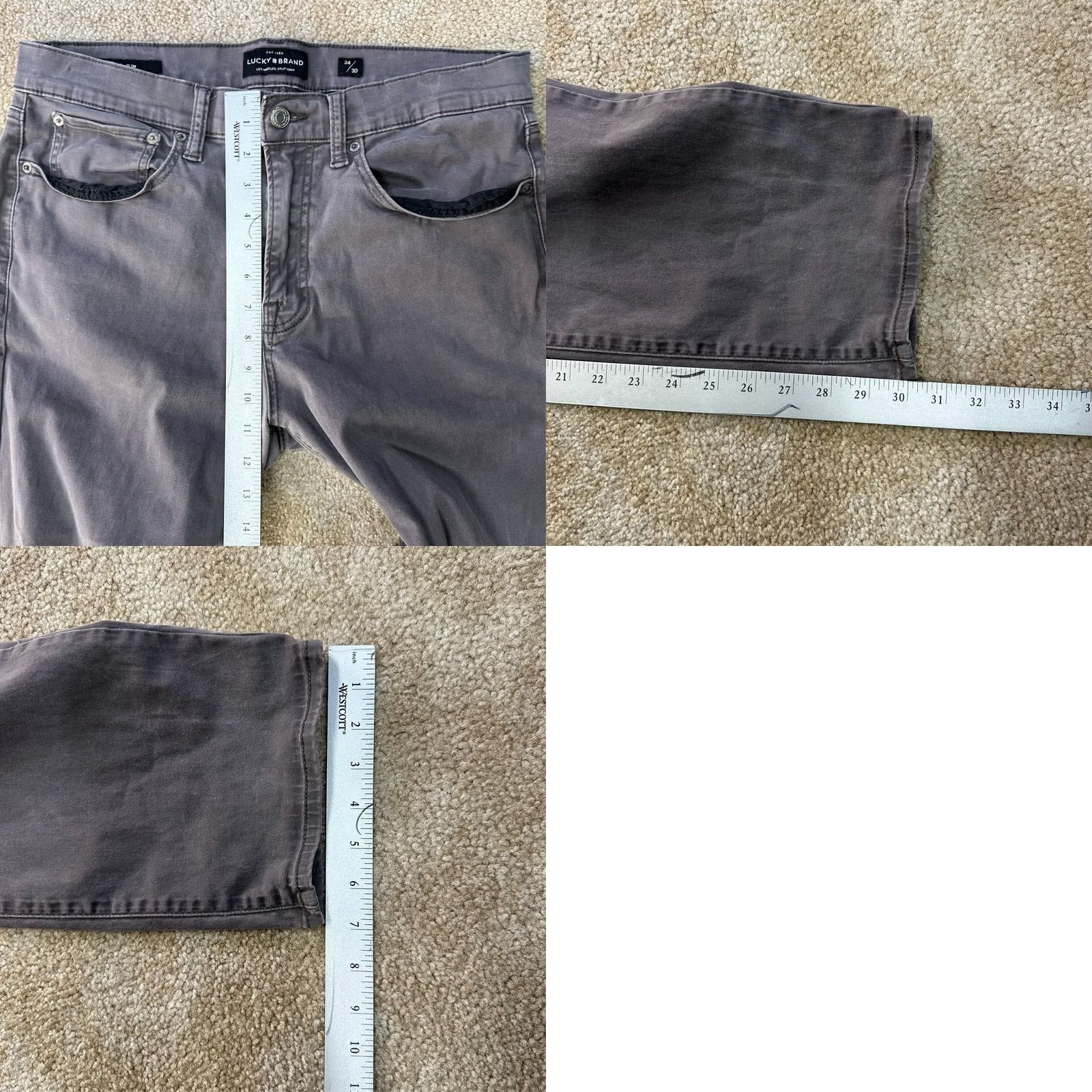 Lucky Brand Lucky Brand Jeans 121 Slim 34x30 Gray Denim Straight Men Size US 34 / EU 50 - 9 Thumbnail