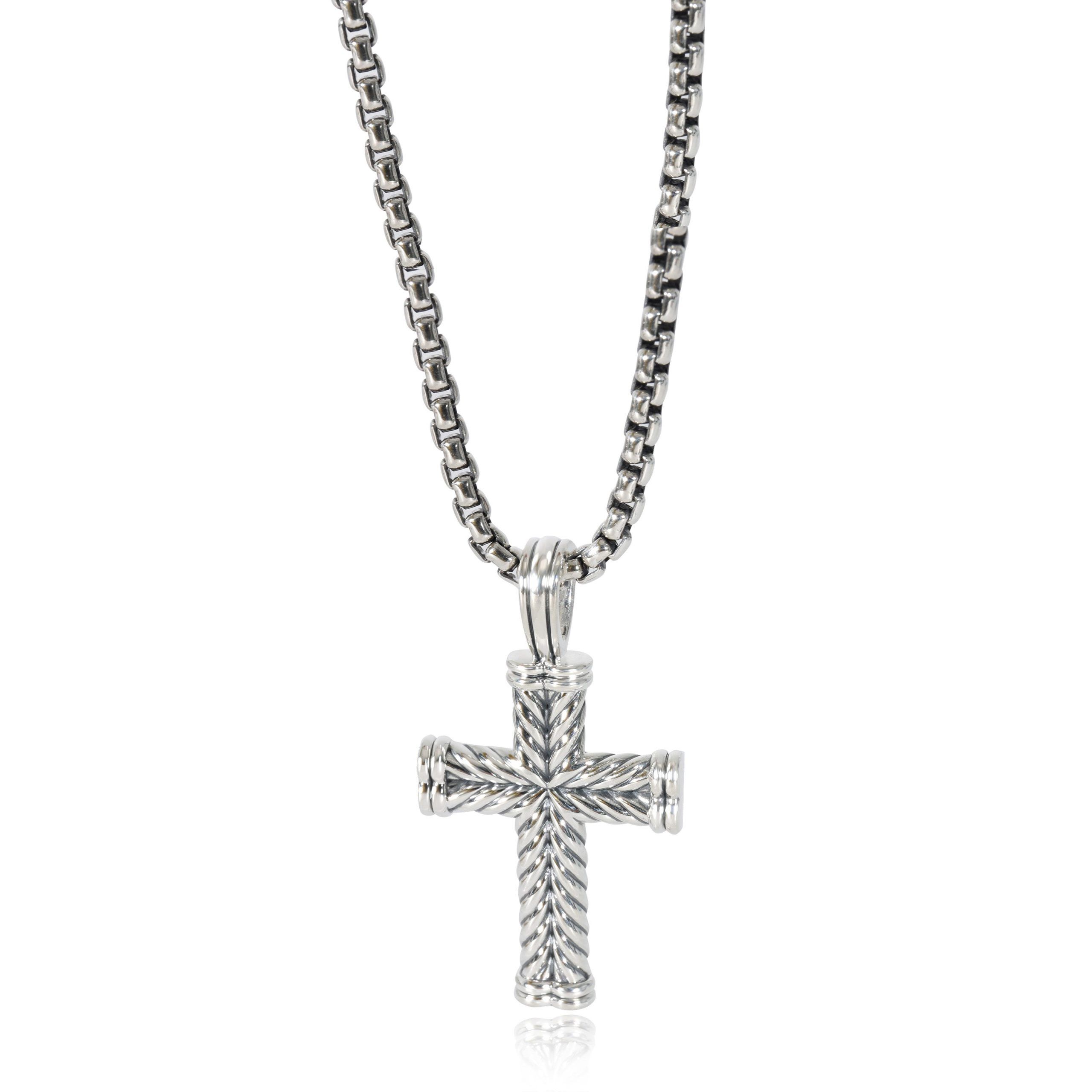 image of David Yurman Chevron Collection Cross Pendant In Sterling Silver, Women's