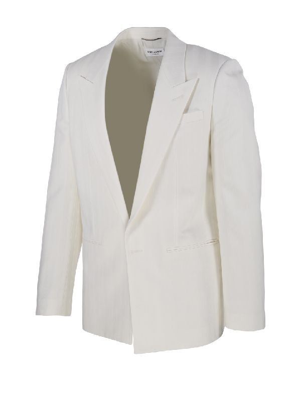 Saint Laurent Paris o1s1wg111124 Fitted Single-Breasted Jacket Striped Wool Size US M / EU 48-50 / 2 - 4 Thumbnail