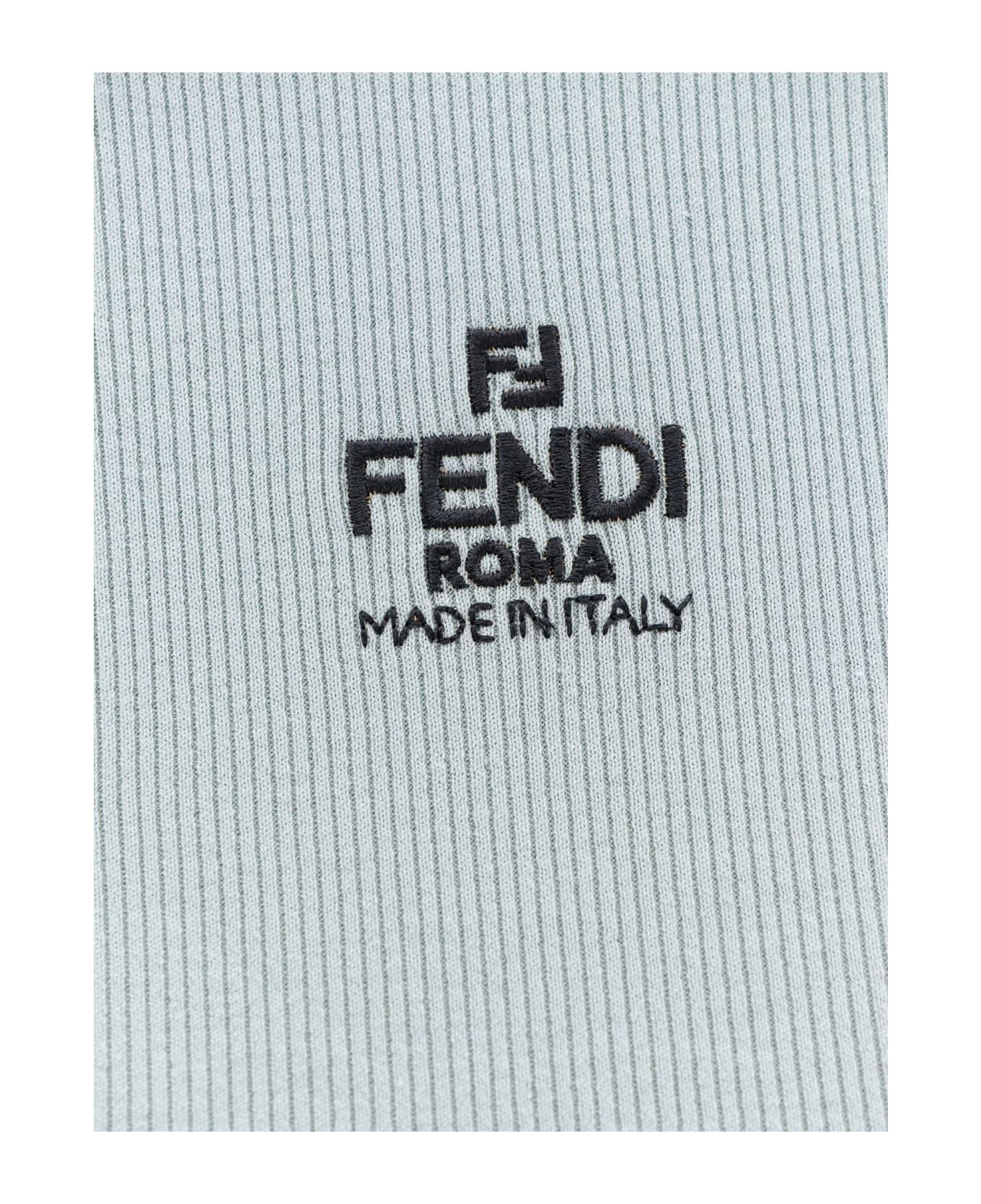 Fendi o1loc1c0126 Logo Detailed Cropped T-Shirt in Blue Size M / US 6-8 / IT 42-44 - 3 Thumbnail