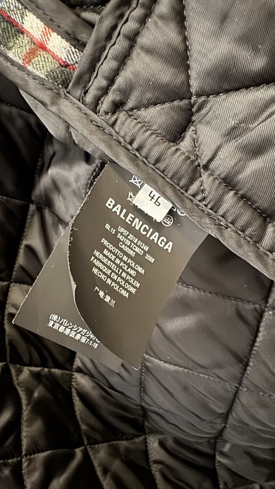 Balenciaga Balenciaga Check Pattern Padded Overshirt Size US S / EU 44-46 / 1 - 11 Thumbnail