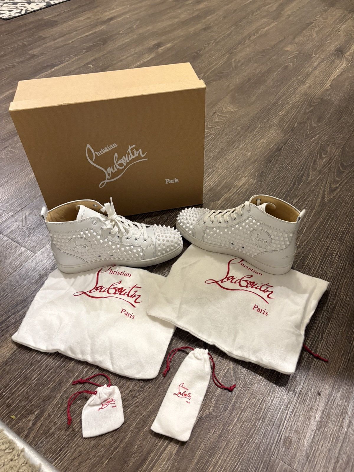 Christian Louboutin Louis Flat Calf/Spikes High Top Sneakers Size US 7 / EU 40 - 2 Thumbnail