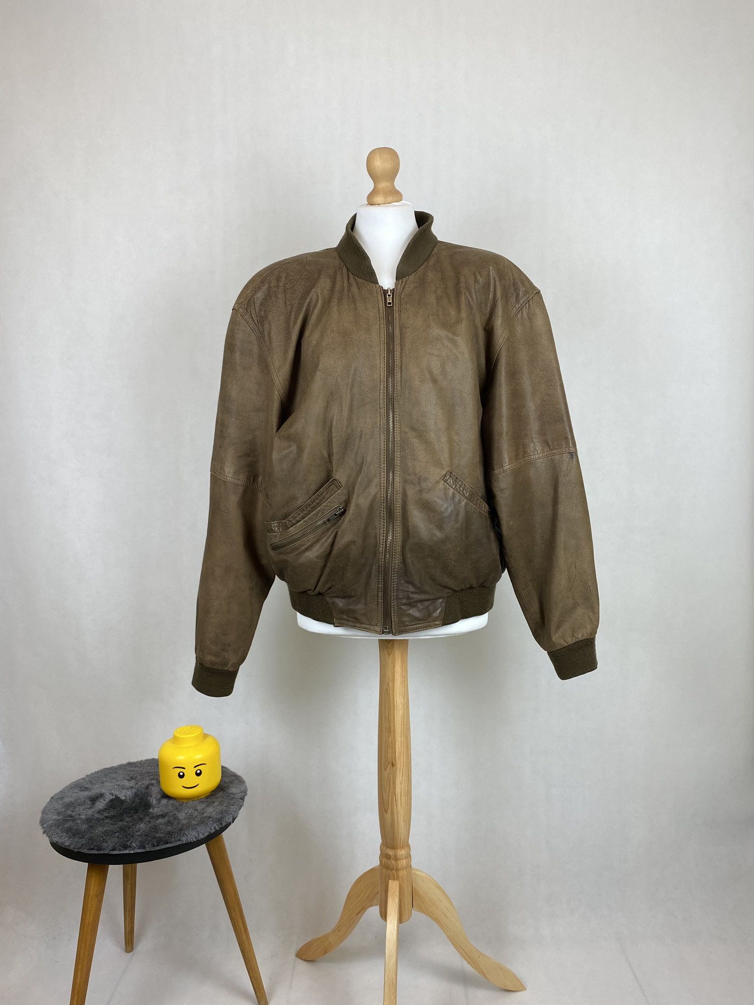 Genuine Leather × Vintage real leather bomber jacket oversize boxy fit rap hip hop Size US L / EU 52-54 / 3 - 1 Thumbnail