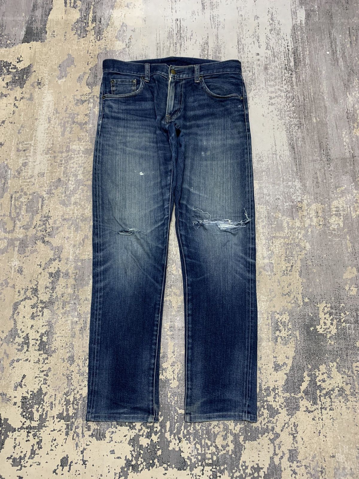 Japanese Brand Distressed Uniqlo Selvedge Undercover Style Jeans 34x31 Size US 35 - 1 Thumbnail