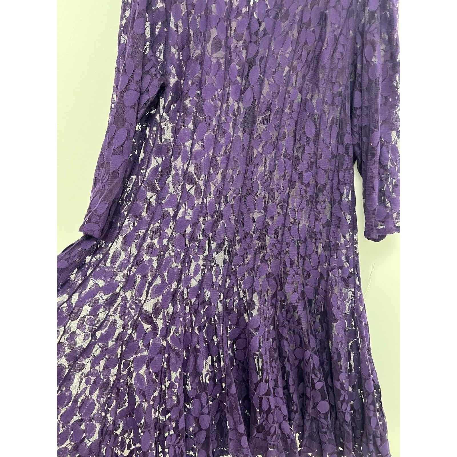 Anonymous Club MSK WOMEN Purple Dress 3/4 Sleeve Length Size 24W A000601 Size XXL / US 16-18 / IT 52-54 - 2 Thumbnail