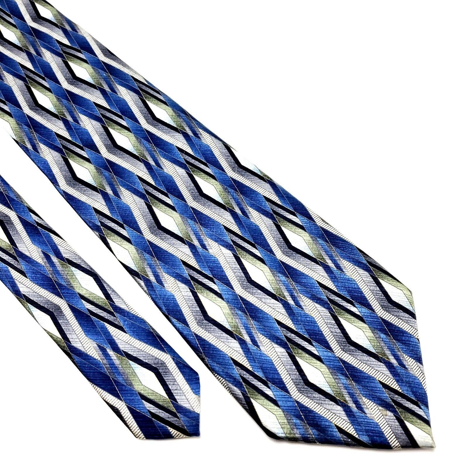 Stafford Stafford Silk Tie Blue Print Wide Size ONE SIZE - 1 Thumbnail