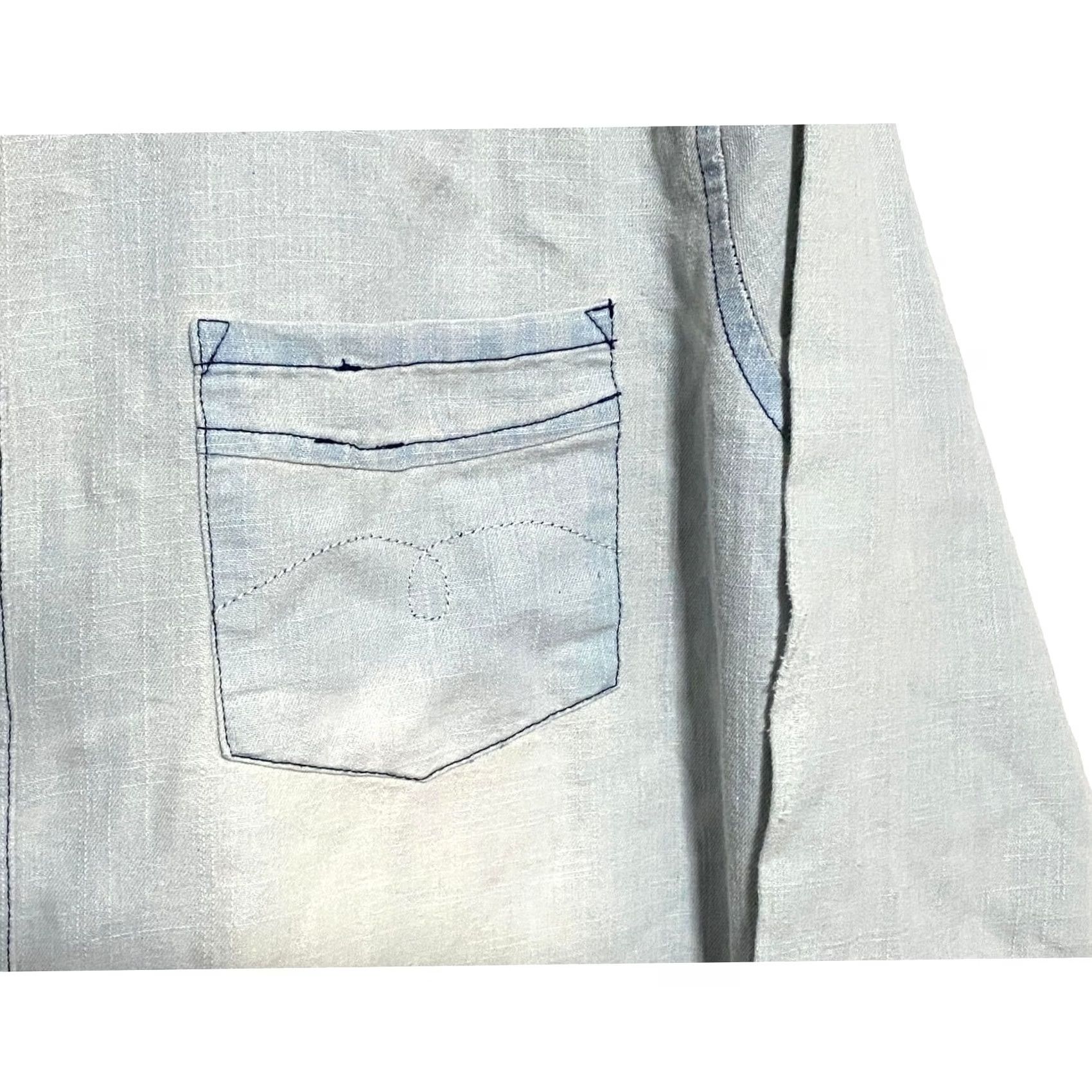 Vintage ODDY Button Shirt Western Distressed Blue White Ombre Tunic Blouse Womens XXL Shirt Women Regular 2XL Blue Distressed Ombre Button-Up Size XXL / US 16-18 / IT 52-54 - 7 Thumbnail