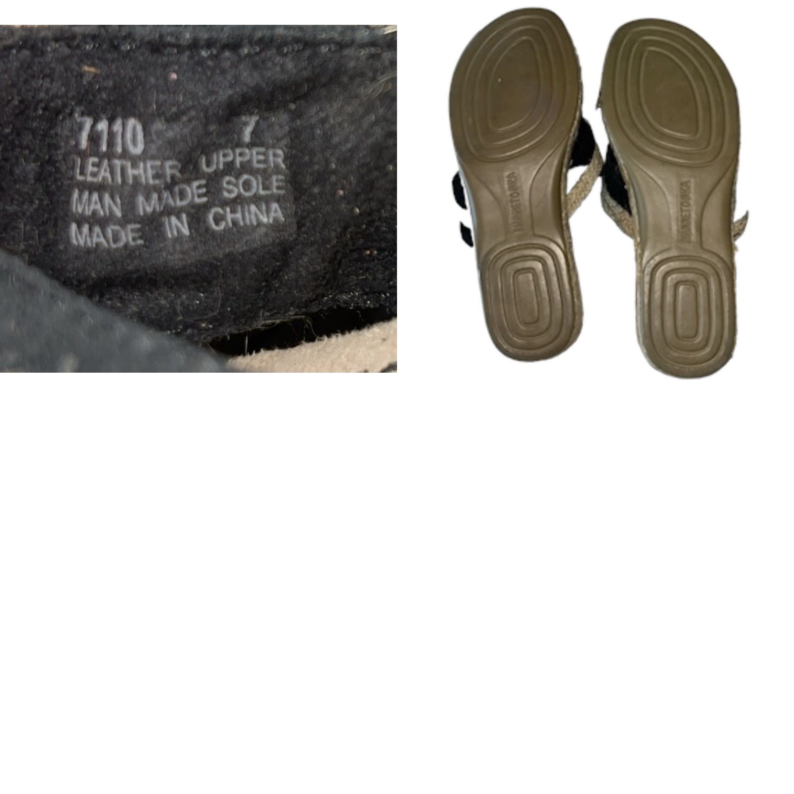 Minnetonka Minnetonka Sandal Women's Espadrille Leather Upper Black Tan Size 7 Flat Criss Cross Comfort Footwear Size US 7 / IT 37 - 8 Thumbnail