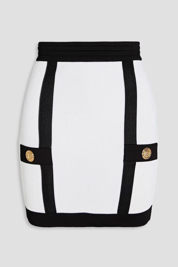 Balmain o1y0625 Mini Skirt in White/Black Size 27" / US 4 / IT 40 - 1 Thumbnail