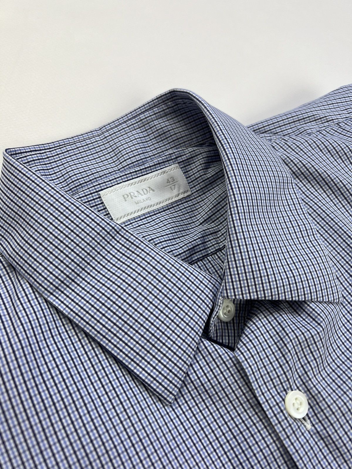 Prada Prada blue/white small check classic shirt Size US L / EU 52-54 / 3 - 2 Thumbnail