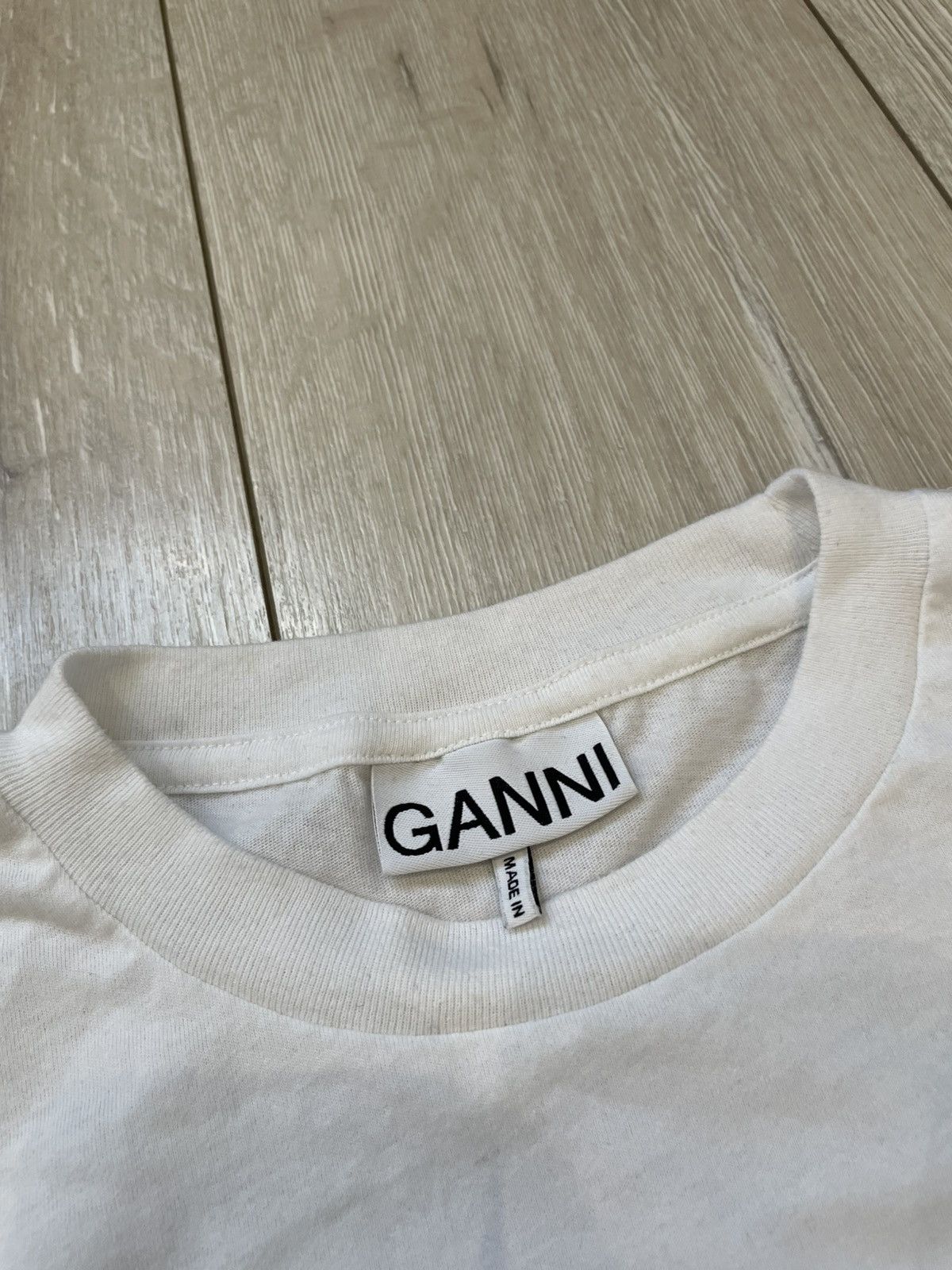 Ganni GANNI RELAXED FIT LOGO TEE T SHIRT WOMENS XS WHITE BR T2917 Size XS / US 0-2 / IT 36-38 - 3 Thumbnail