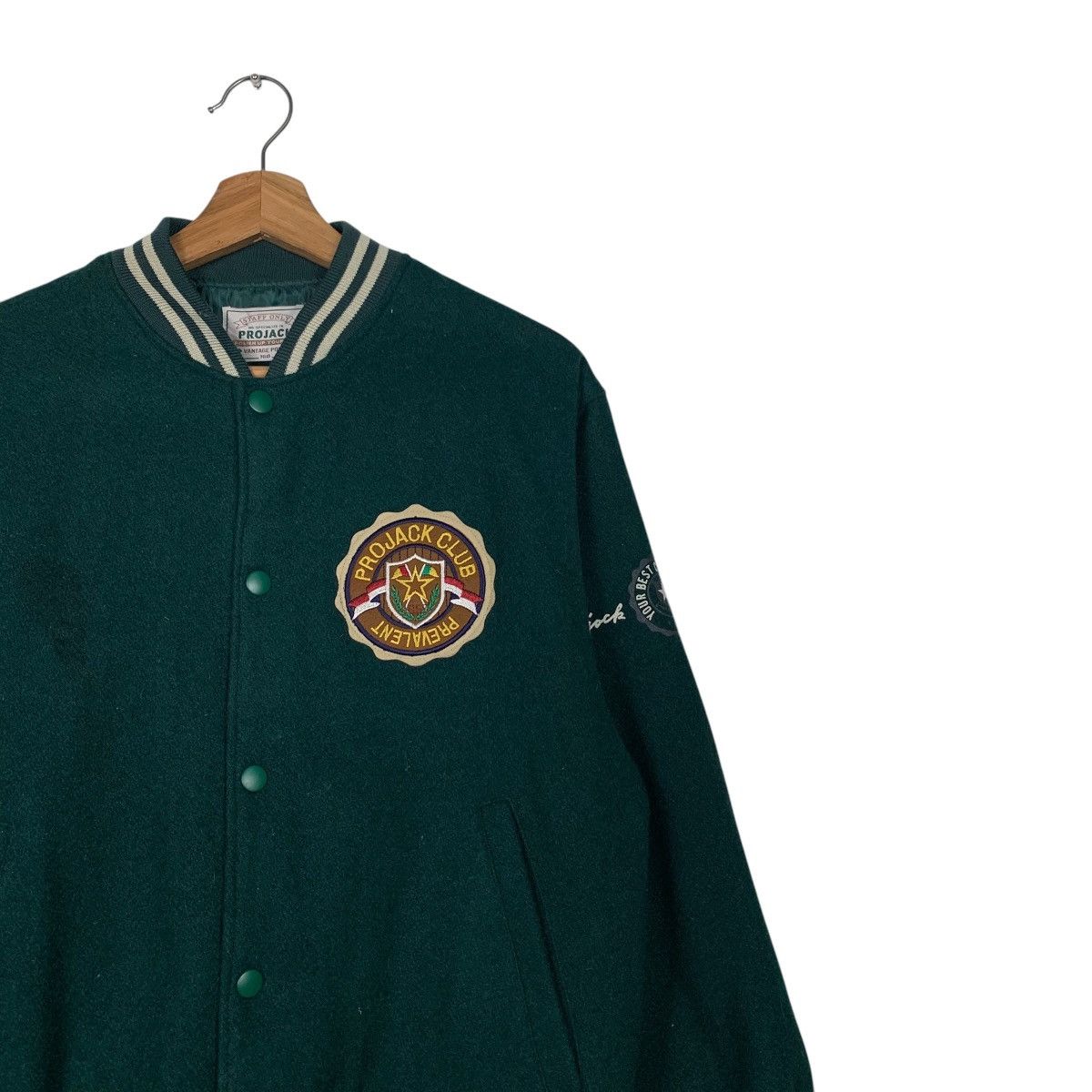 Japanese Brand PROJACK CLUB PREVALENT Green Wool Varsity Jacket #2148-C95 Size US S / EU 44-46 / 1 - 5 Thumbnail