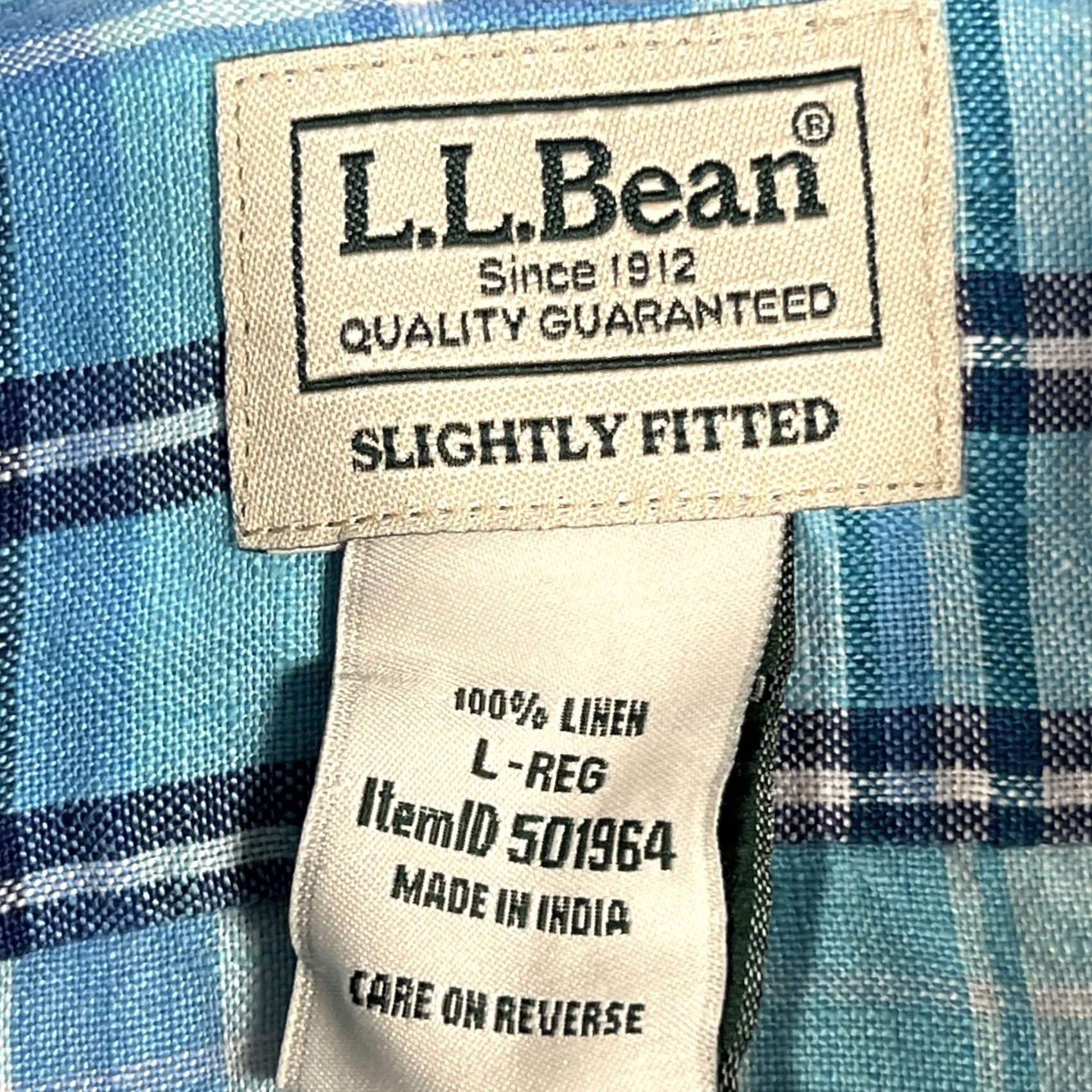 Altea LL Bean Men's L Slightly Fitted Linen Plaid Button Up Shirt Blue Teal Size US L / EU 52-54 / 3 - 3 Thumbnail