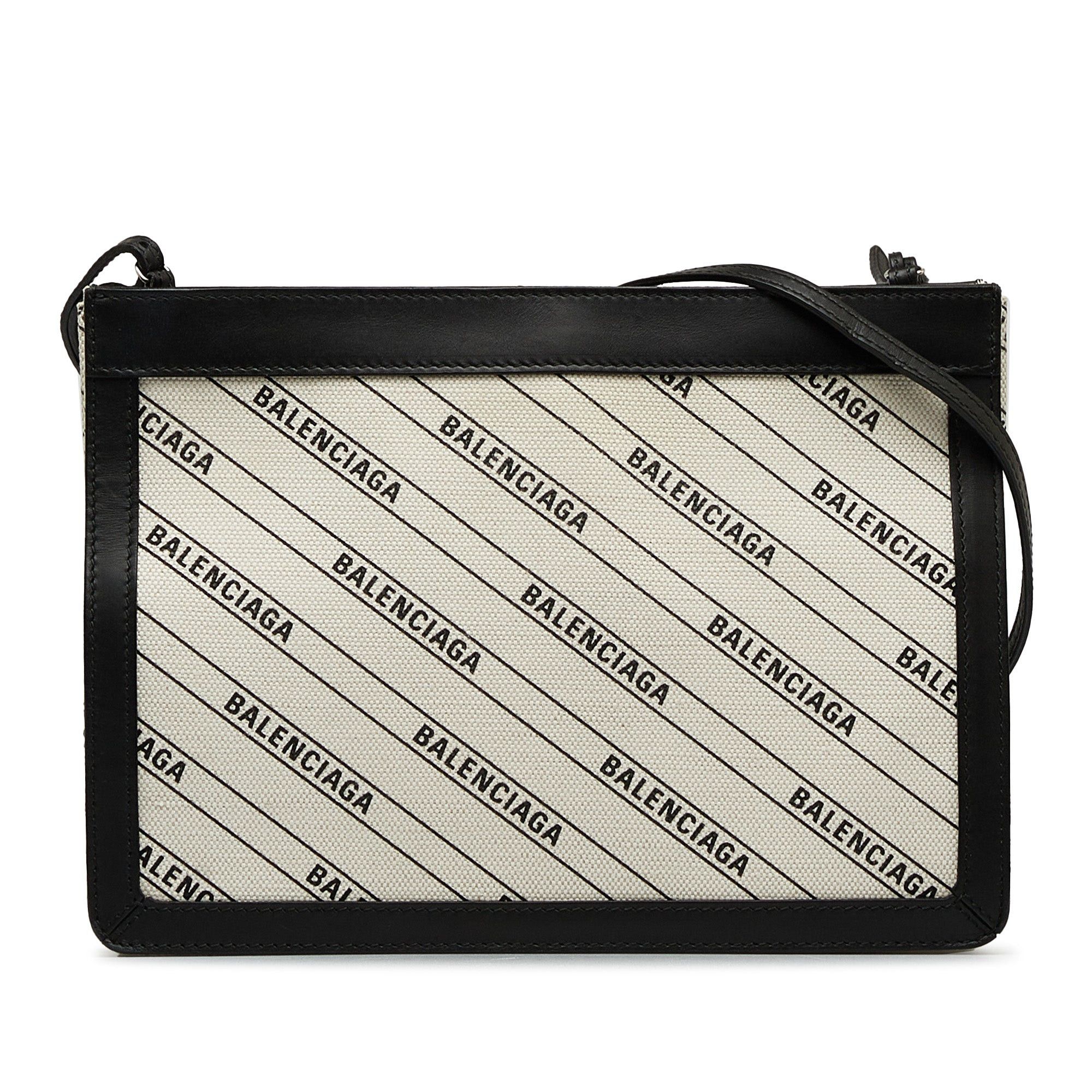 Balenciaga Balenciaga All Over Logo Navy Pochette S White Size ONE SIZE - 1 Thumbnail