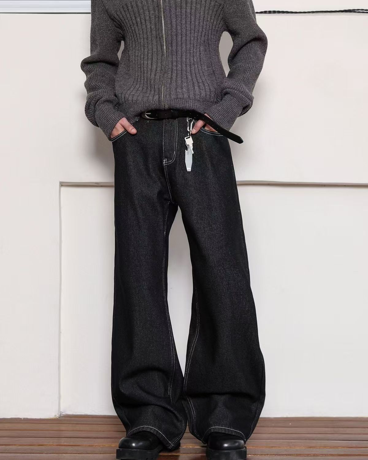 Japanese Brand × Jean Black street retro classic straight jeans y2k Size US 32 / EU 48 - 3 Thumbnail