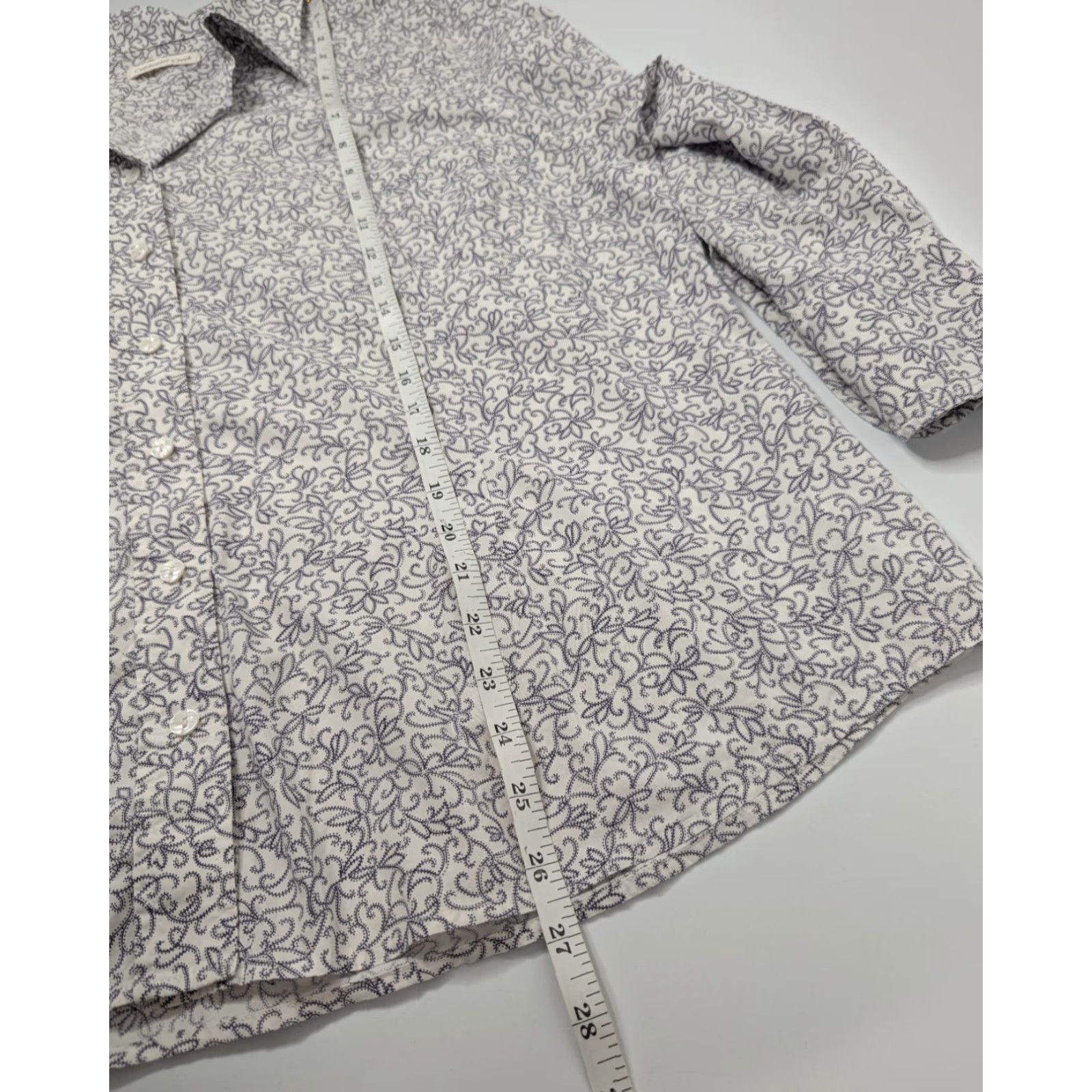 Coldwater Creek Coldwater Creek Blouse Womens XL Floral White 3/4 Sleeve V-Neck Button Cotton Size XL / US 12-14 / IT 48-50 - 5 Thumbnail