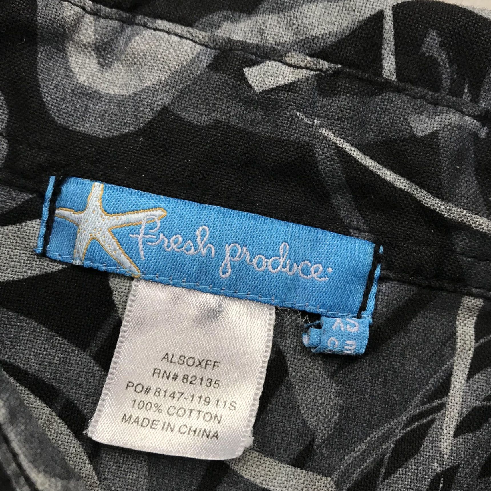 Vintage Fresh Produce Shirt Womens XS Small Gray Floral Button Relaxed Cotton Size XS / US 0-2 / IT 36-38 - 3 Thumbnail