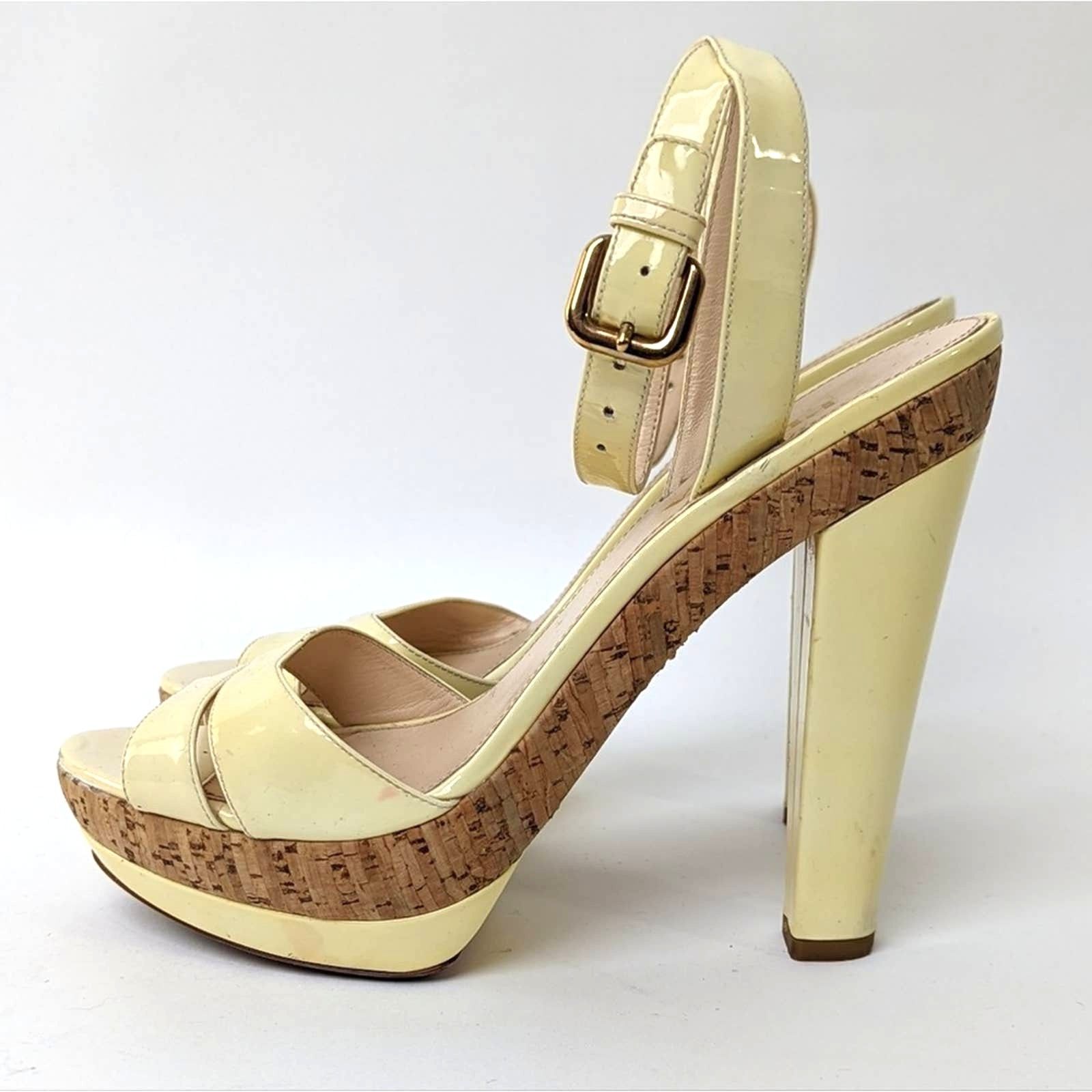 Prada PRADA Canary Yellow Cork Platform Heels - 8 Size US 8 / IT 38 - 5 Thumbnail