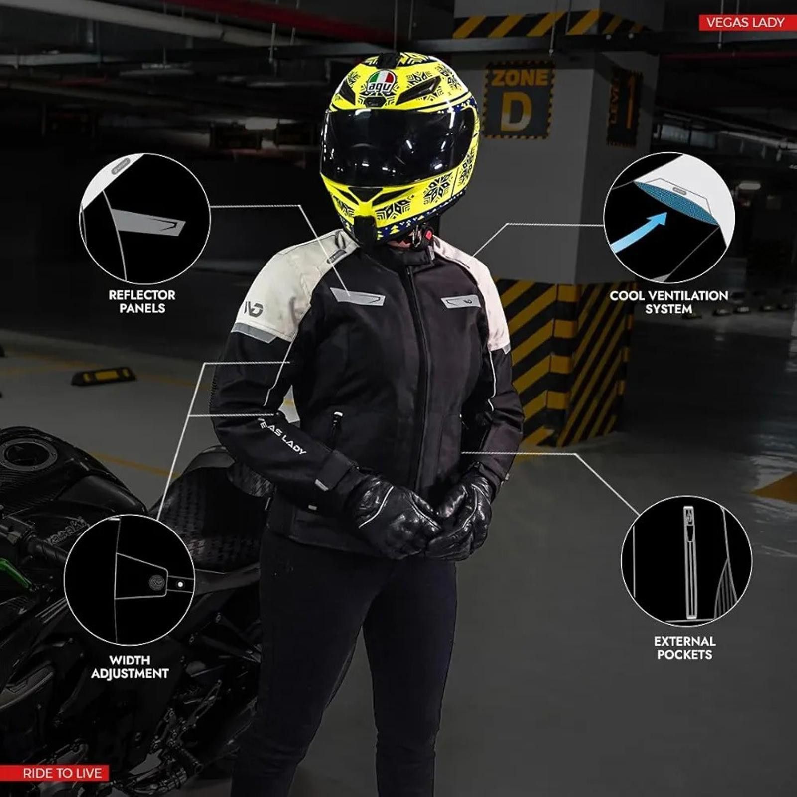 MD75 WD Motorcycle Jacket Vegas Women Small- with CE Armor Size S / US 4 / IT 40 - 2 Thumbnail