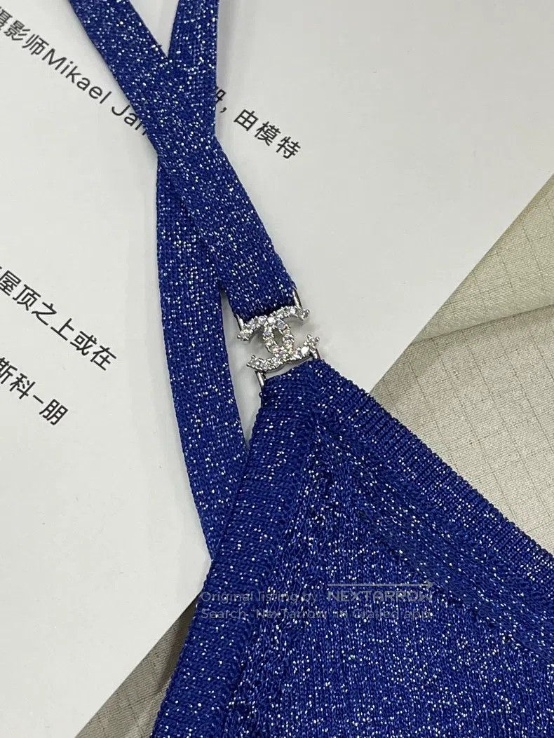 Chanel Chanel 22A blue fine glitter bottom strap vest Size S / US 4 / IT 40 - 2 Thumbnail