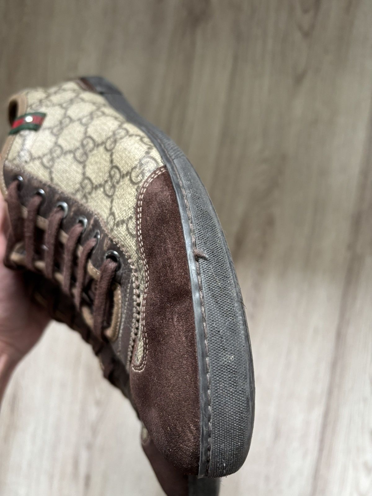 Gucci Men's GUCCI GG Supreme Canvas Leather Low Top Sneakers Size US 8 / EU 41 - 20 Thumbnail